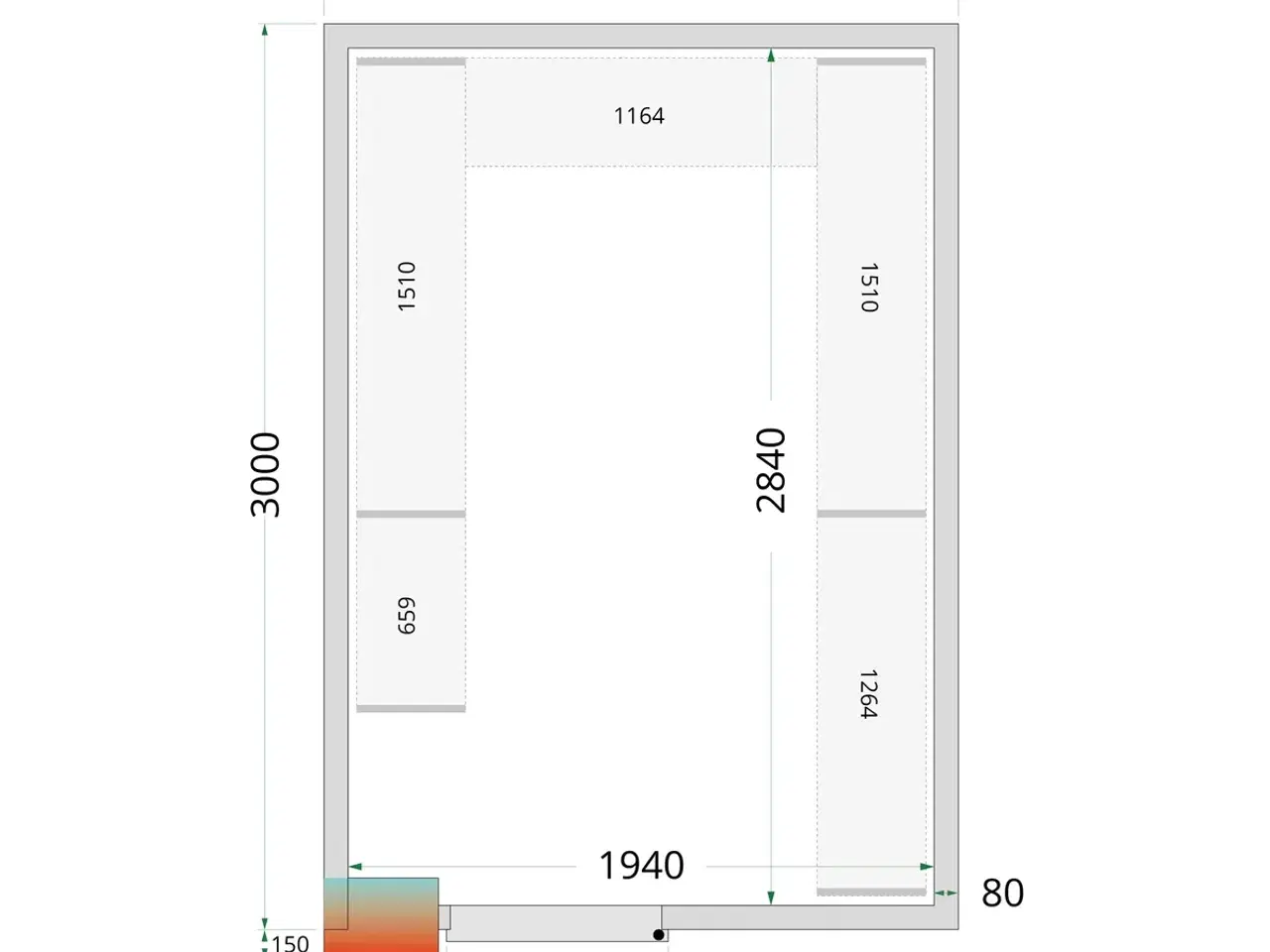 Billede 2 - Tefcold Kølerum – 2100 x 3000 x 2200 mm – CRPF2130