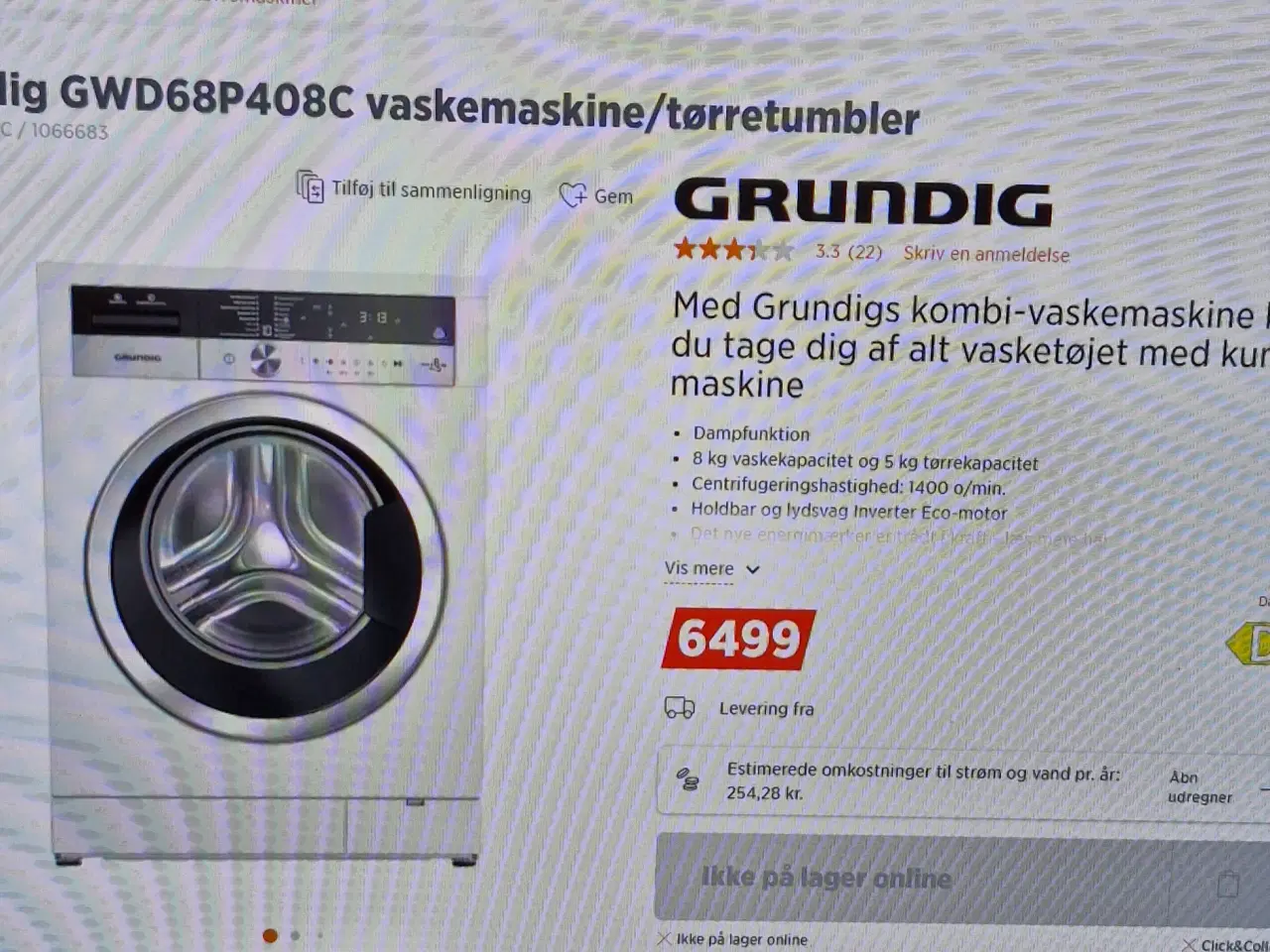 Billede 1 - Grundig vaskemaskine/tørretumbler