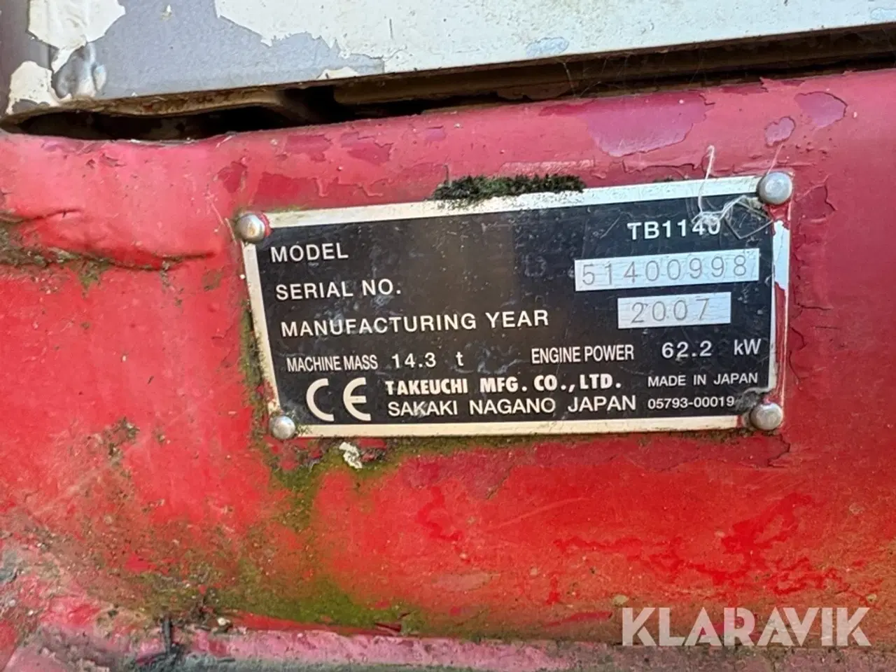 Billede 6 - Gravemaskine Takeuchi TB 1140