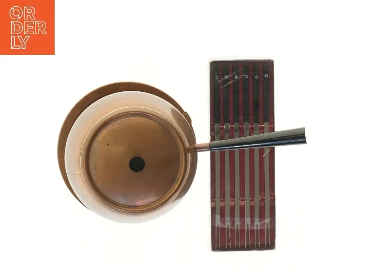 Billede 2 - Fondue sæt med kobbergryde + 6 gafler (str. 19 cm)