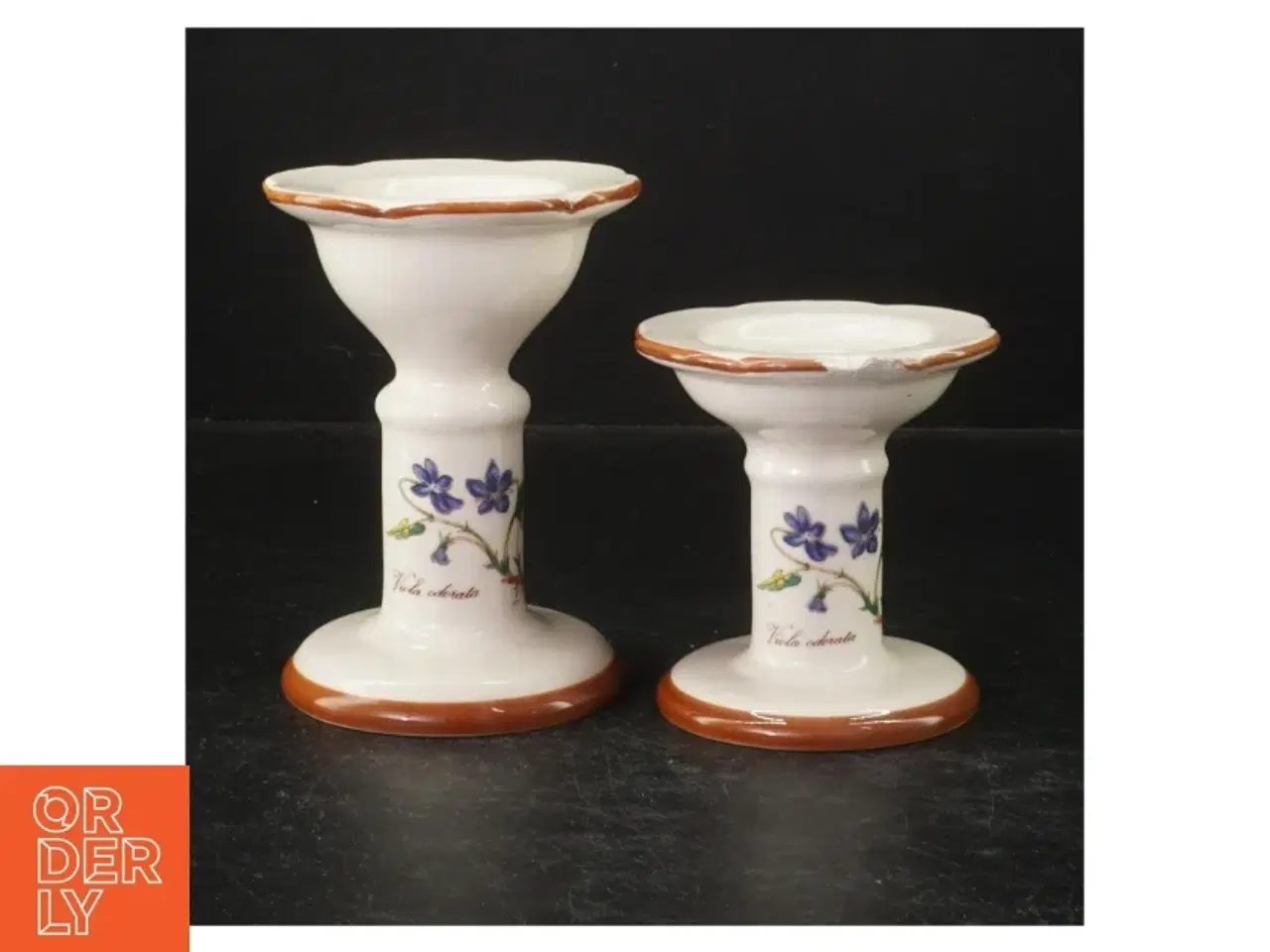 Billede 2 - Sæt af to dekorerede lysestager fra Horishin Potteries (str. 13 cm. og 9 cm)