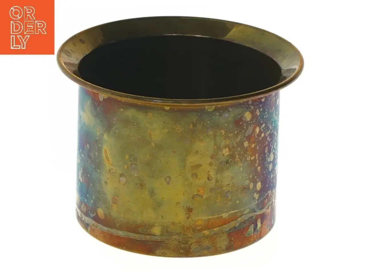 Billede 1 - Metallisk Kobber vase med patina (str. 10,5x7,5 cm)