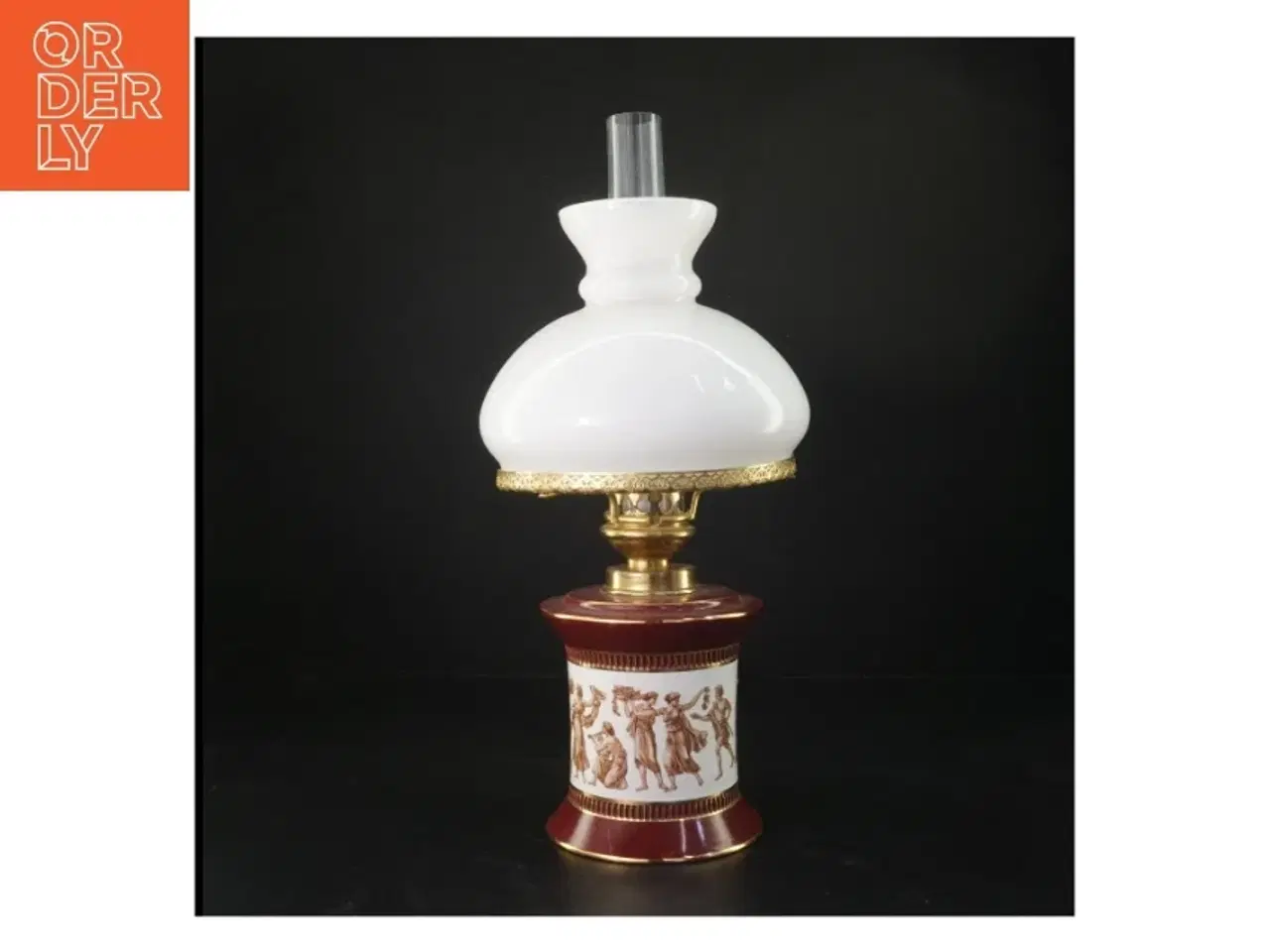 Billede 1 - Antik bordlampe med klassiske motiver (str. H. 38 cm)