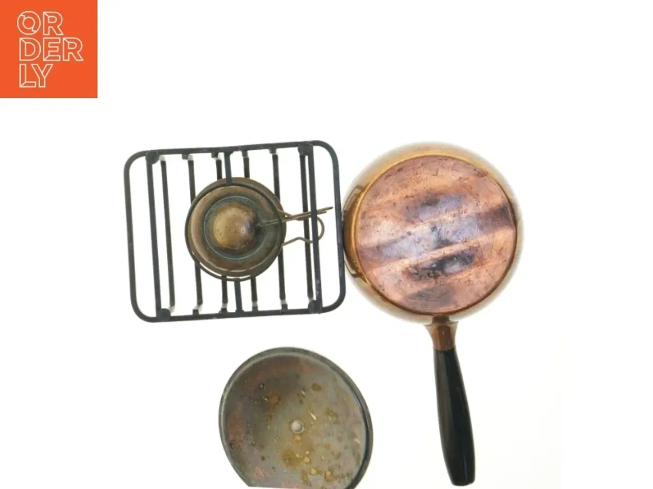 Billede 4 - Kobber fondue gryde med låg og varmer (str. Ø. 15,5 cm)