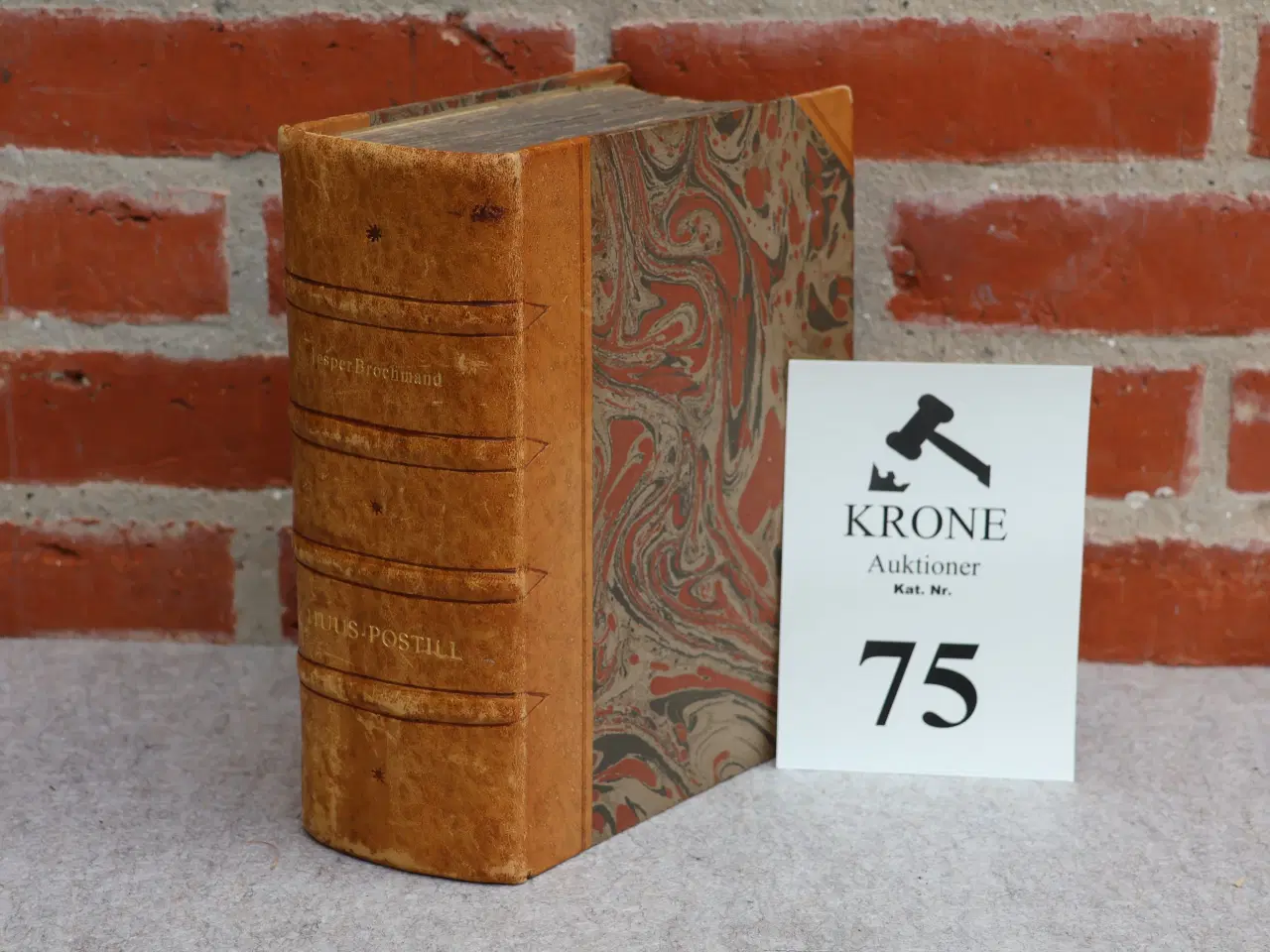 Billede 1 - Antik Bog Jesper Brochman læderbundet fra 1747 "Hu