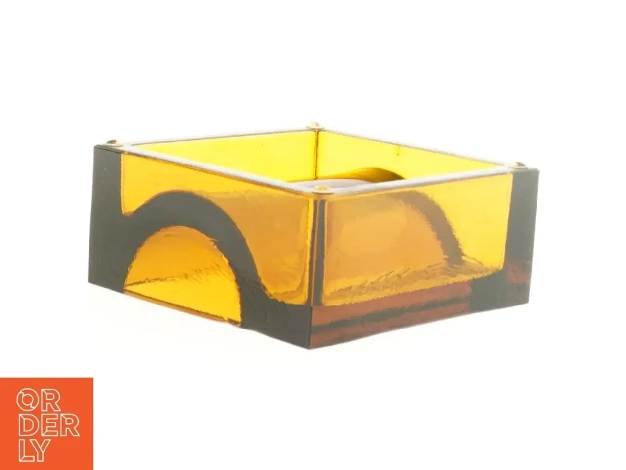 Billede 4 - Glas fad askebæger i orange / brun (str. 12,5 x 12,5 x 5,5 cm)