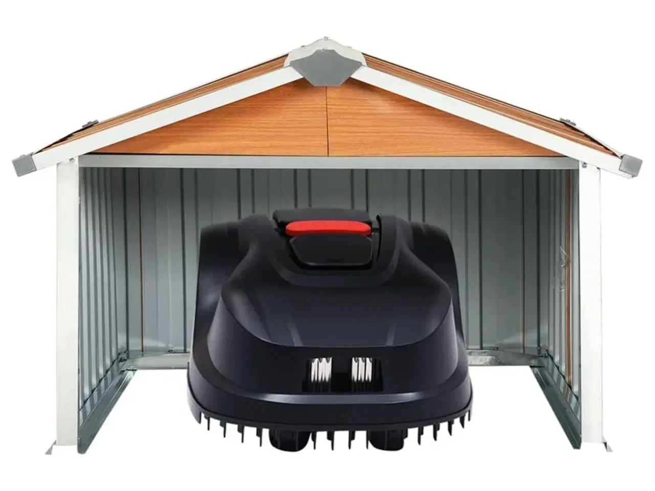 Billede 3 - Garage til robotplæneklipper 92x97x63 cm galvaniseret stål brun