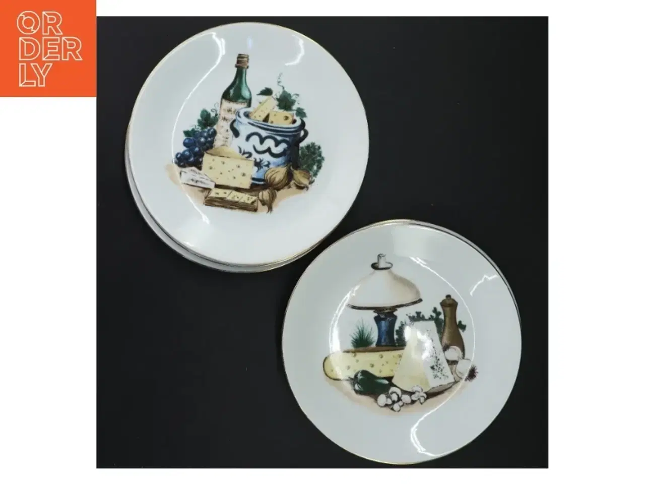 Billede 2 - Sæt af dekorative tallerkener med ostemotiv (str. Ø 19 cm)