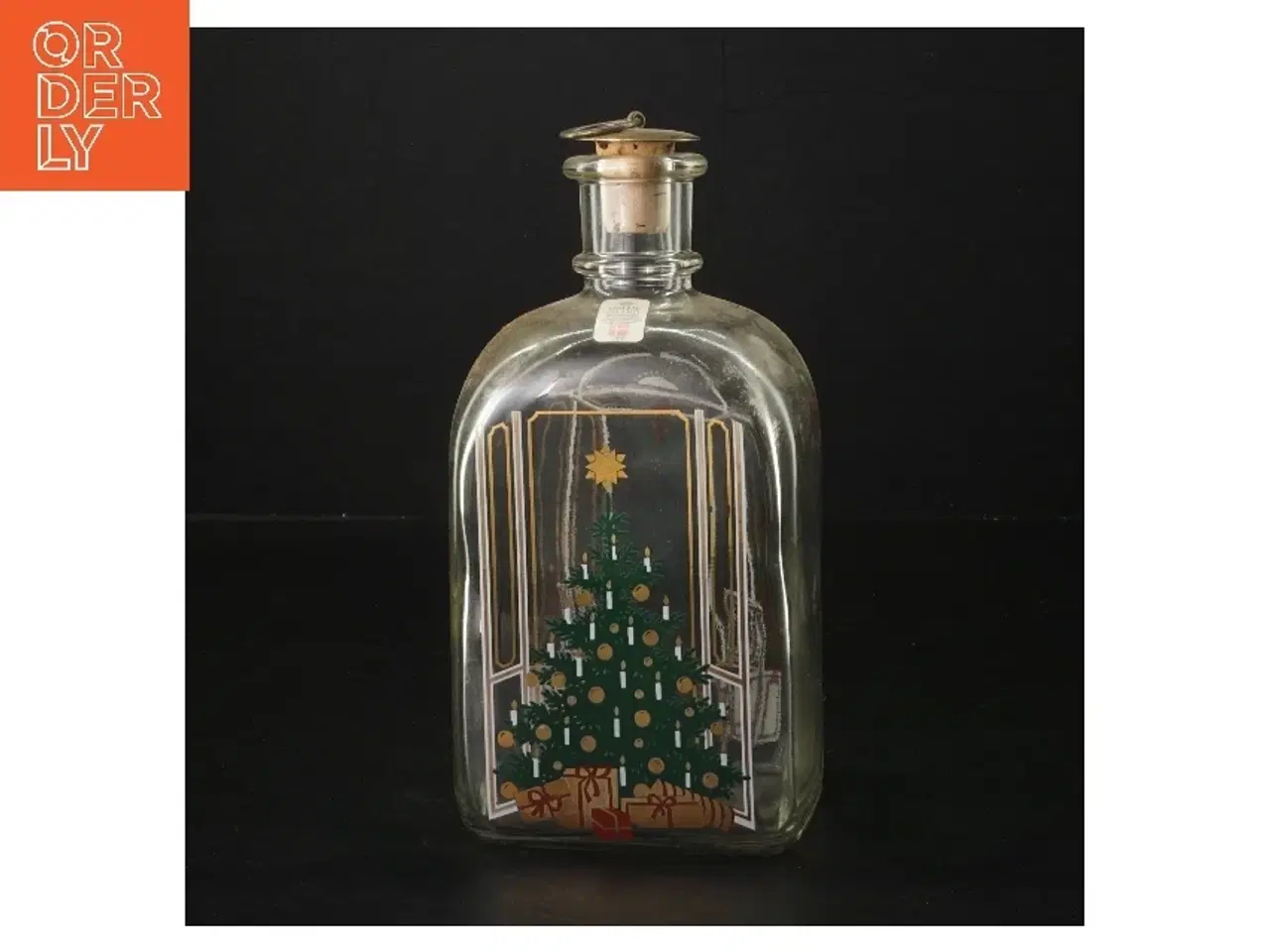 Billede 1 - Dekorativ flaske med julemotiv fra Holmegaard (str. 18x9x7 cm)