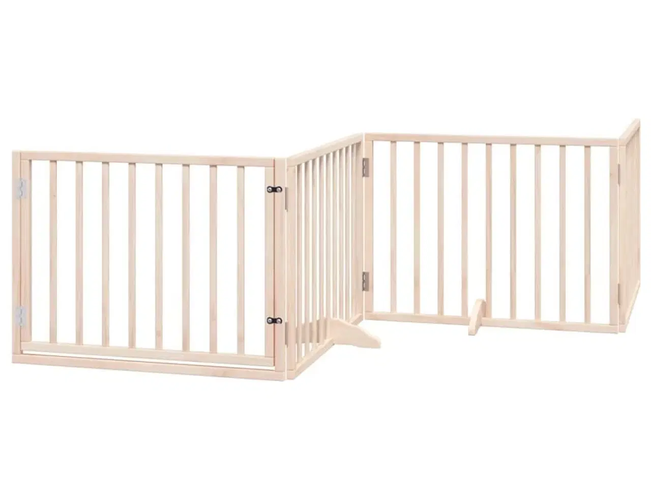 Billede 2 - Hundegitter med dør, foldbar, 4 paneler, 320 cm, poppeltræ