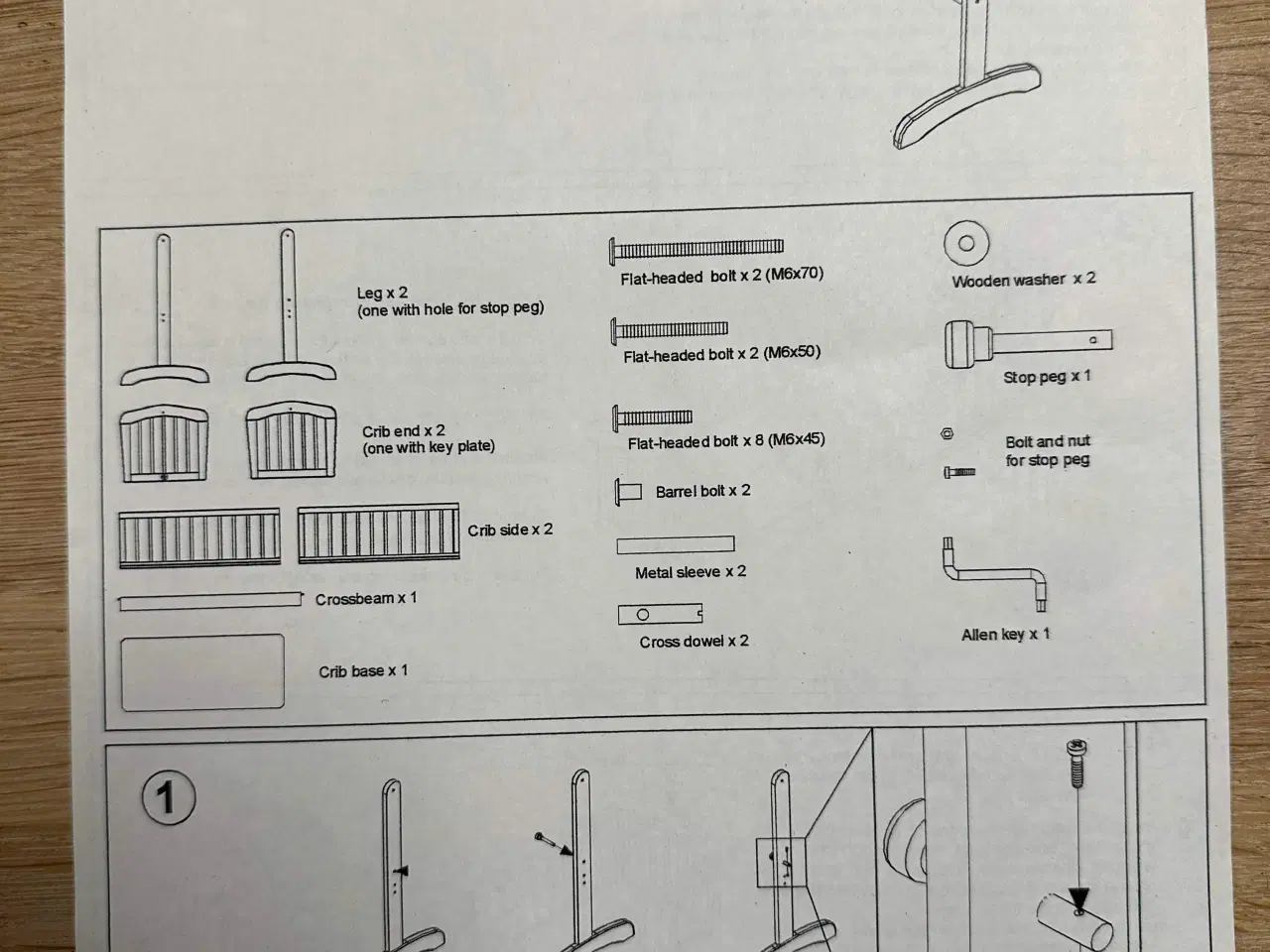 Billede 5 - Vugge i hvid pikmenteret træ m madras 