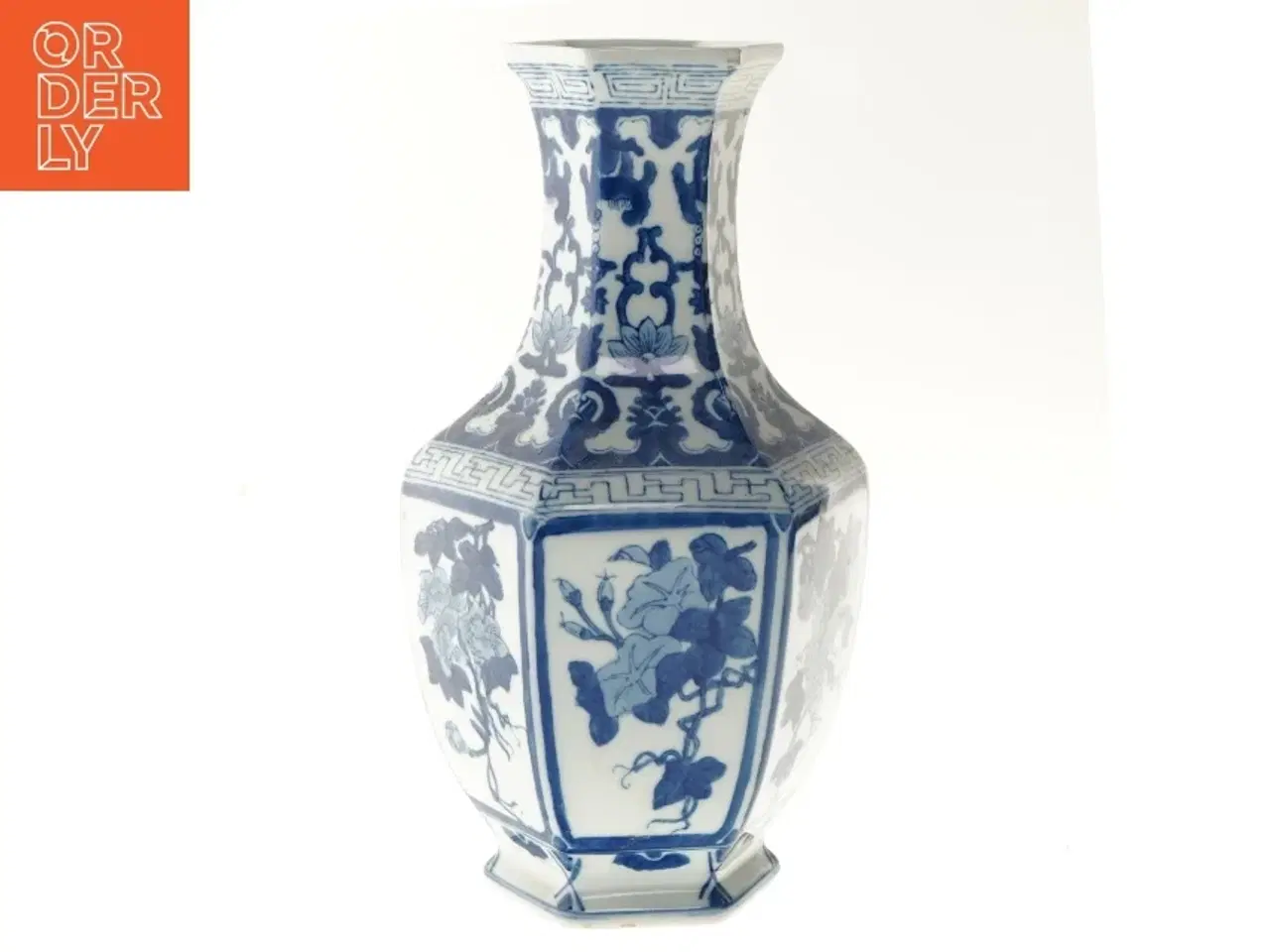 Billede 1 - Blå og hvid porcelænsvase (str. 35 cm)