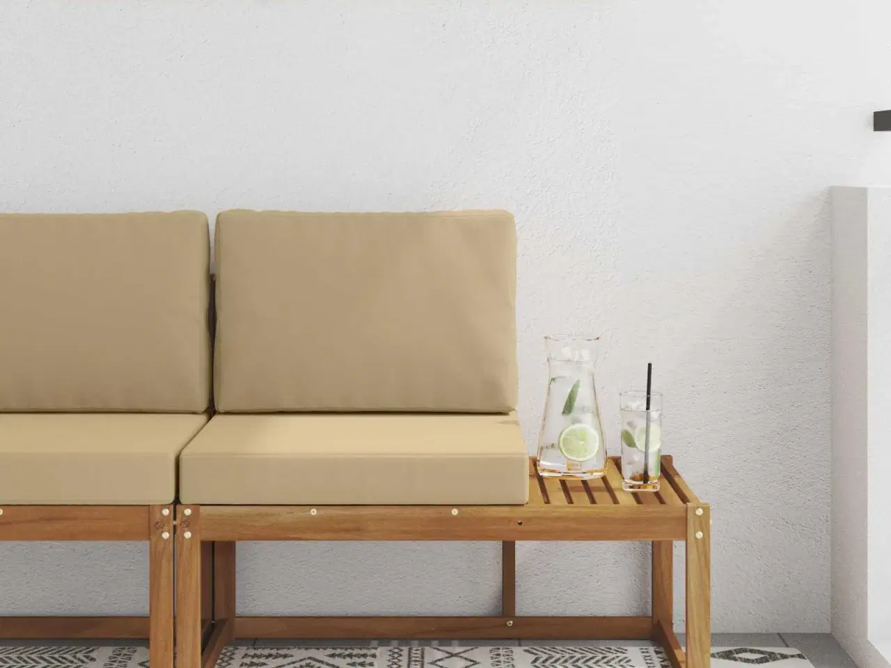 Billede 1 - Udendørs Modulsofa med pude Naturfarvet 91 x 63 x 73 cm