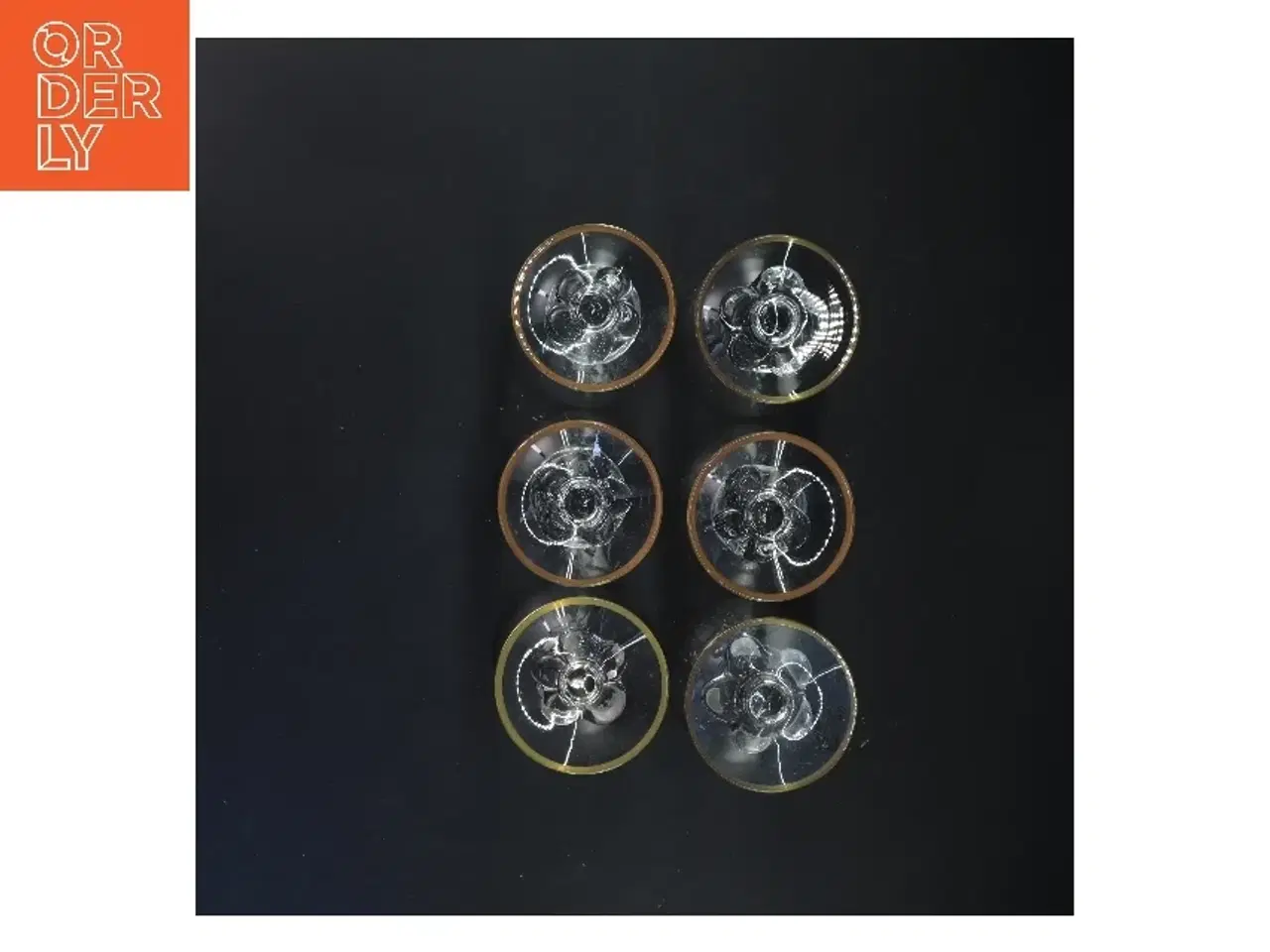 Billede 3 - Sæt med 6 glas med guldkant (str. 6 styk, 13,5 cm)