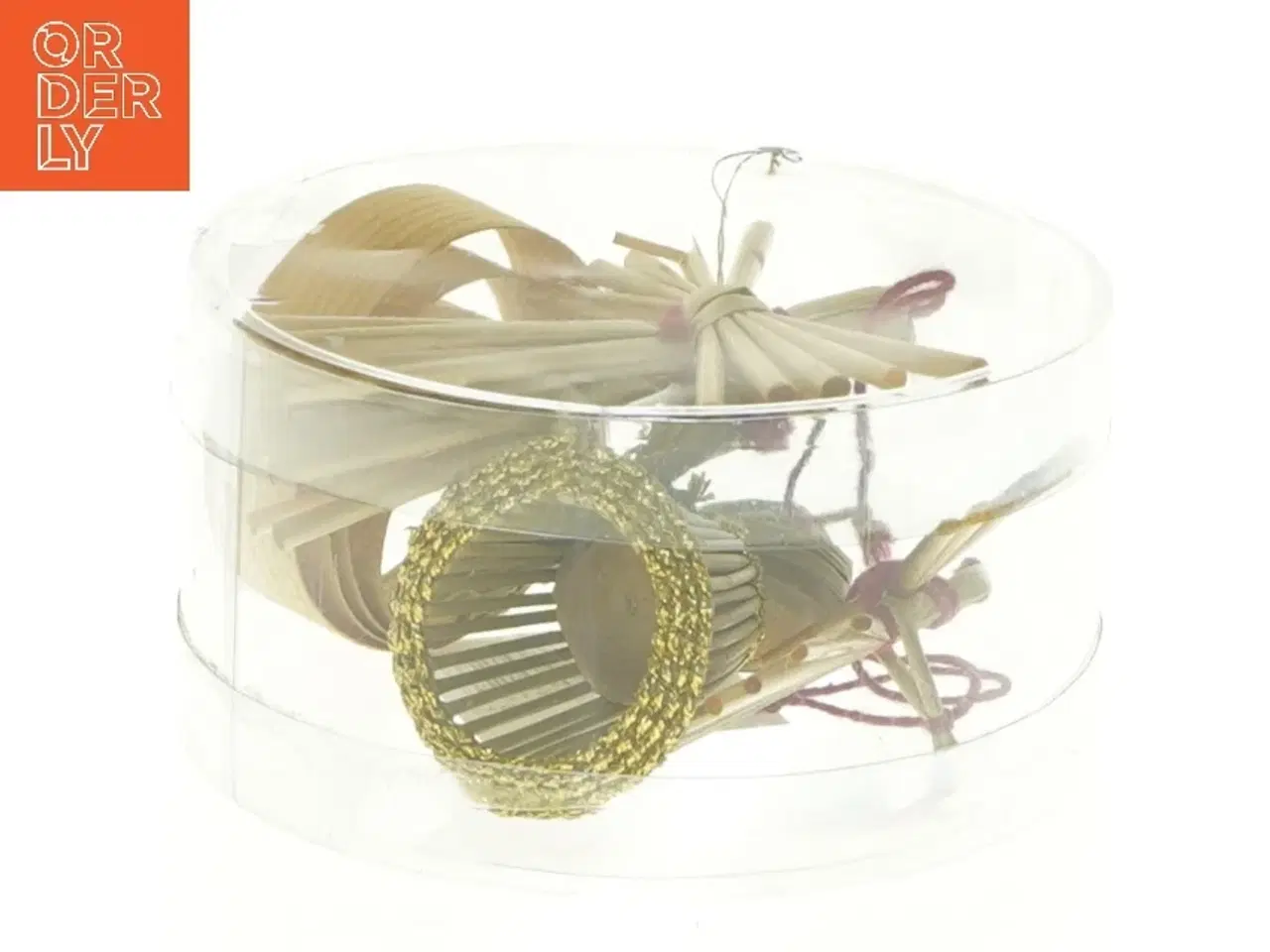 Billede 2 - Julepynt i træ og strå (str. 8 x 5 cm)