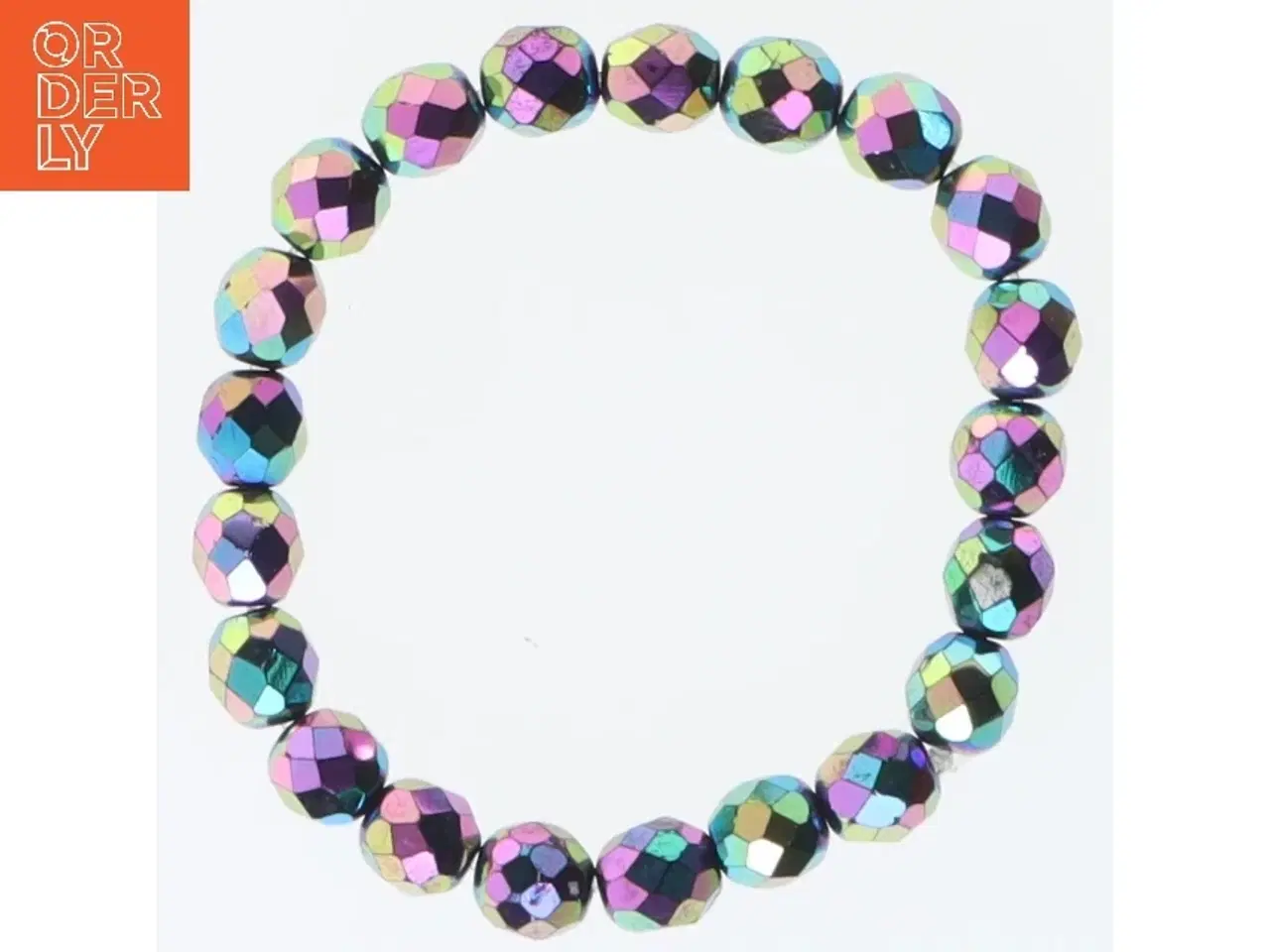 Billede 1 - Perlearmbånd med flerfarvede facetter (str. Ø 7 cm)