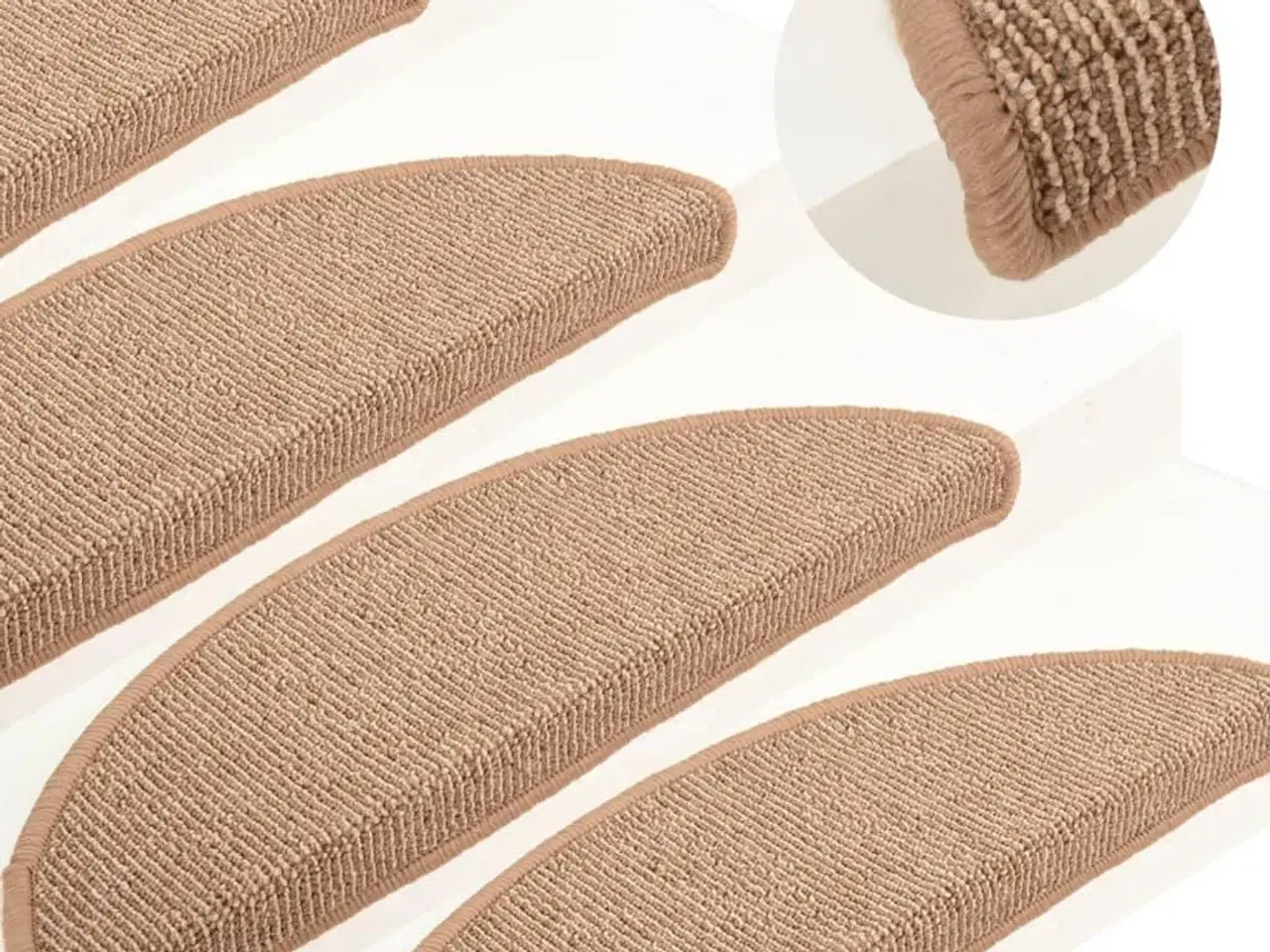 Billede 1 - Trappemåtter 15 stk. 56x17x3 cm lysebrune halvrunde