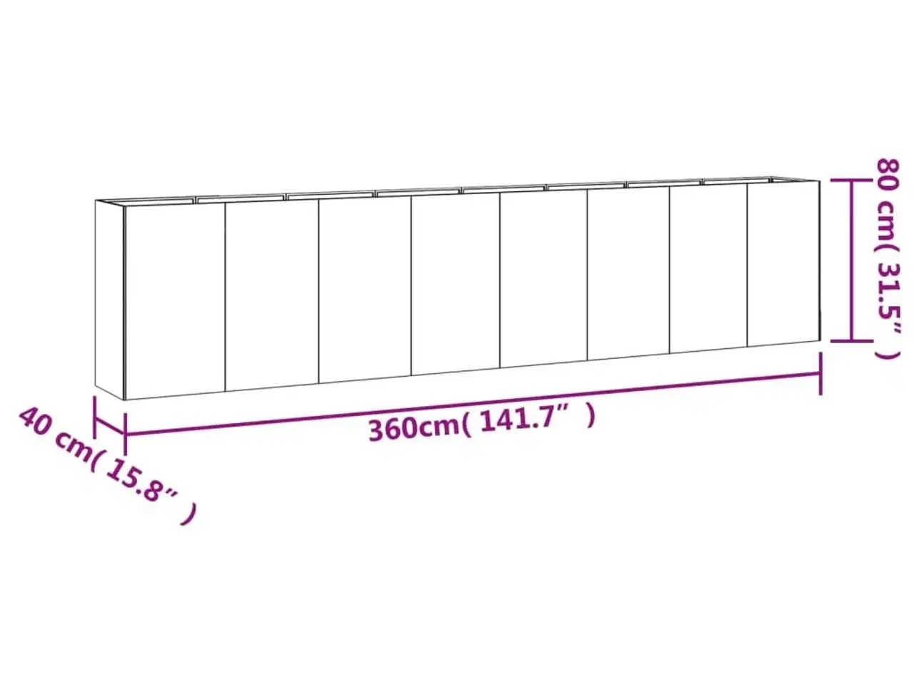 Billede 6 - Højbed 360x40x80 cm cortenstål