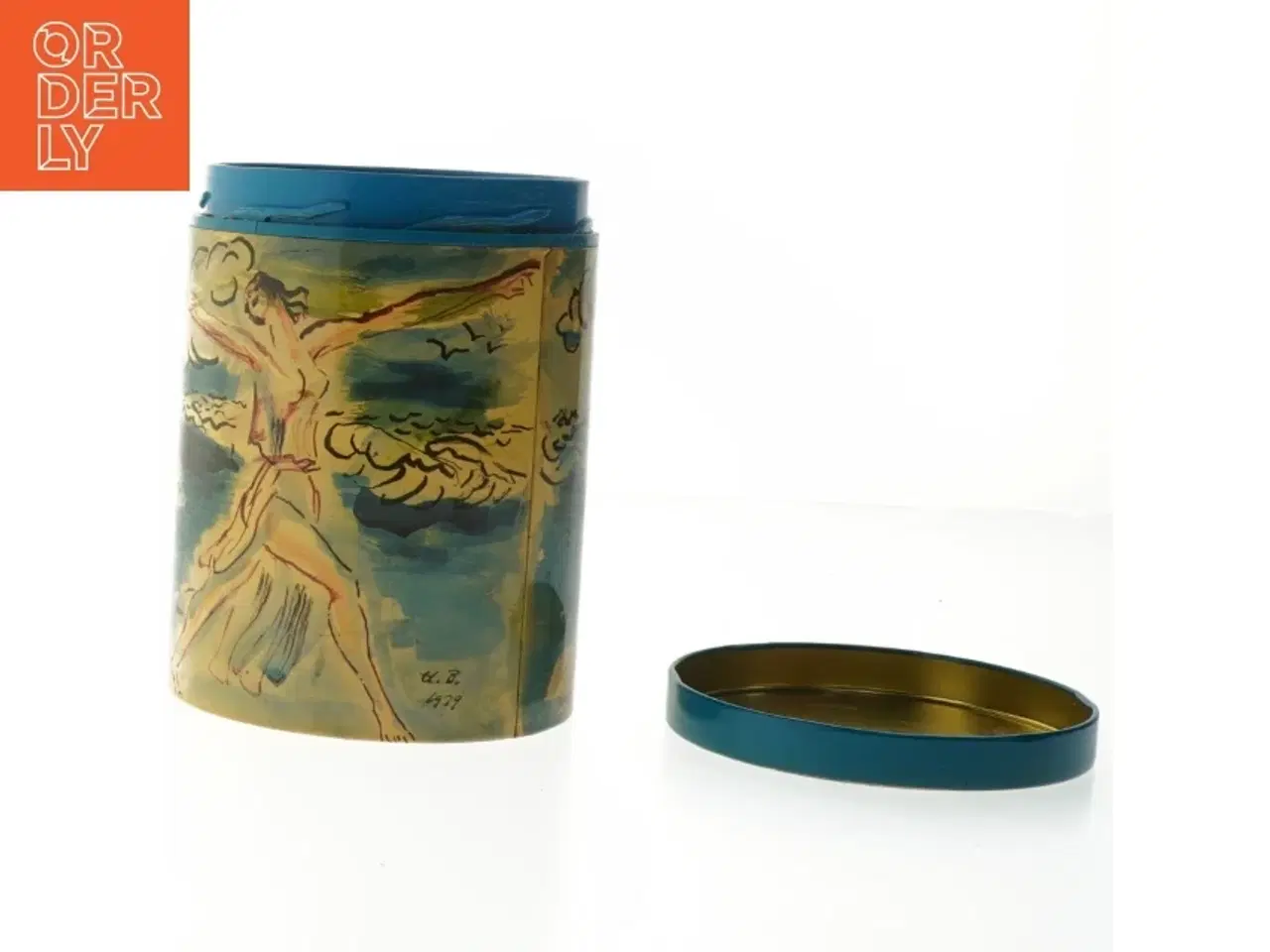 Billede 2 - Hans Bendix illustreret metaldåse irma fra Irma (str. Ø. 11,5 cm. længde. 15 cm)