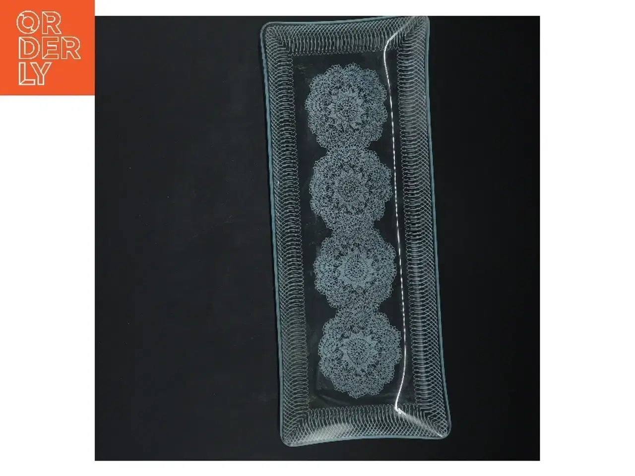 Billede 3 - Gammelt Rektangulært glasfad med mønster (str. 33 cm)