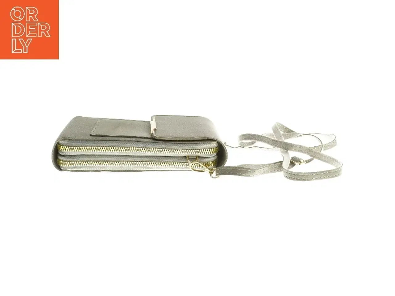 Billede 3 - Grå skuldertaske med lynlås og rem (str. 19x11x4 cm)