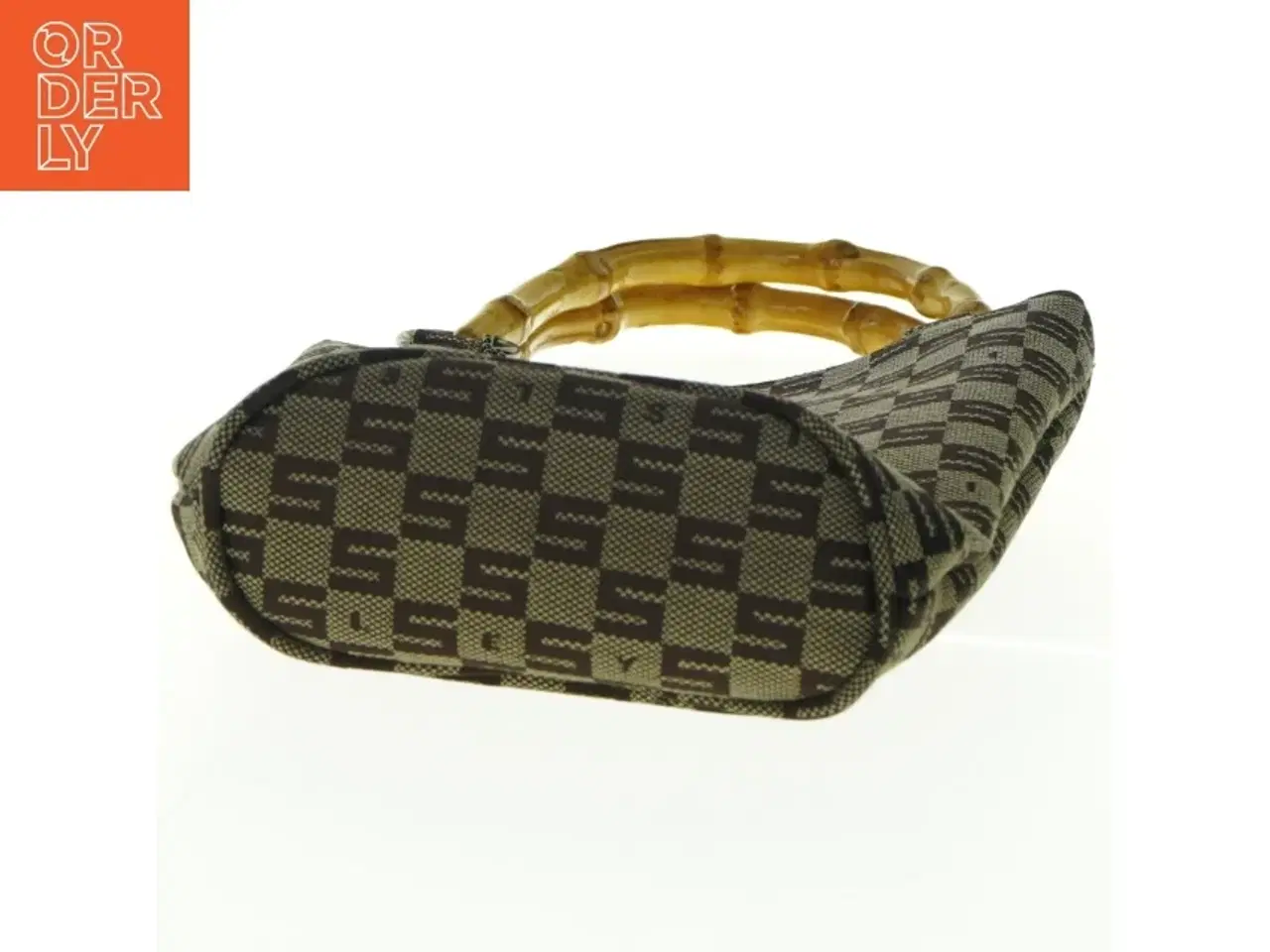 Billede 3 - Mønstret håndtaske med bambushåndtag fra Sisley (str. 19 x 21 cm)