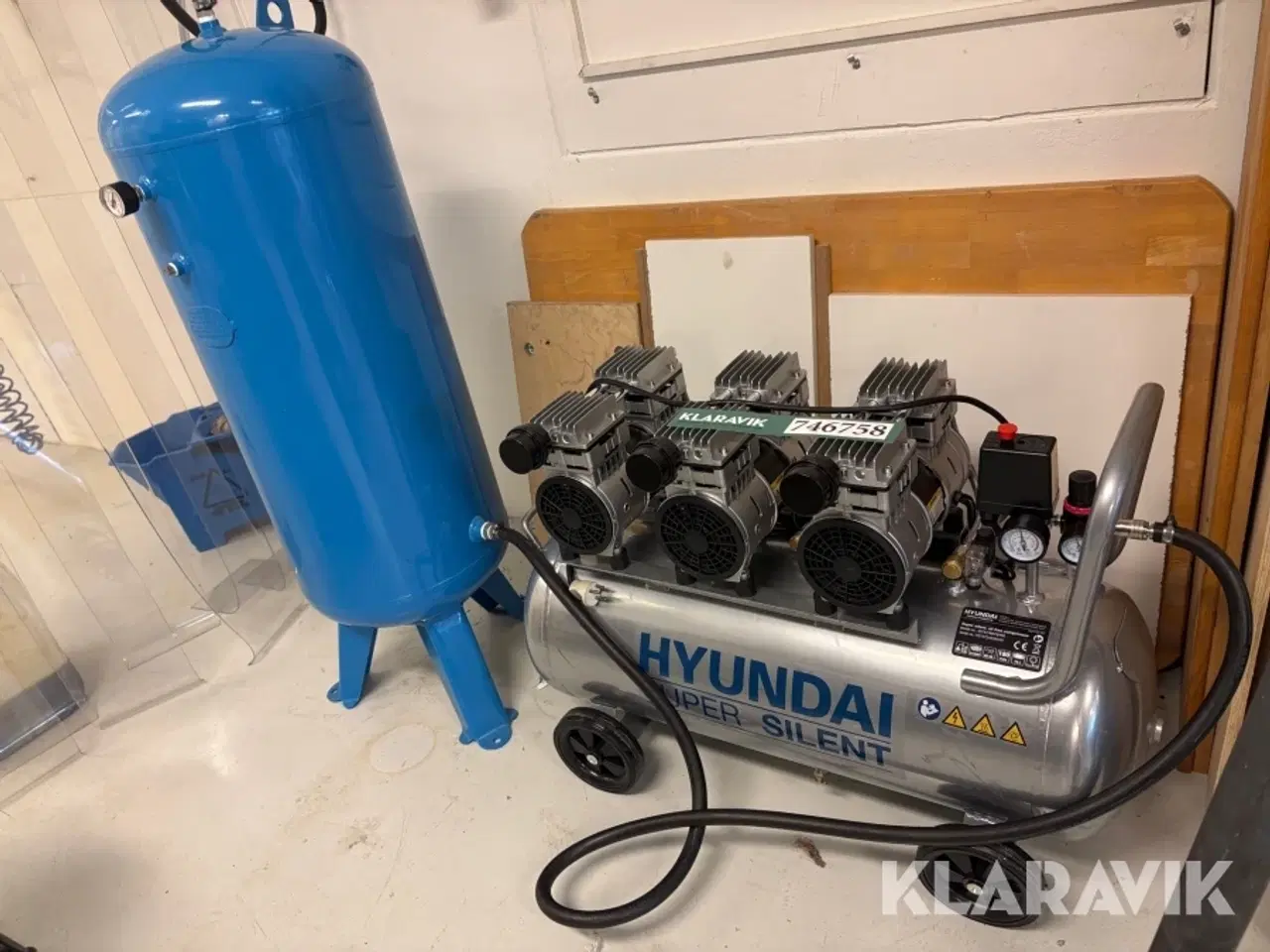Billede 1 - Kompressor med buffertank Hyndai 55757/WA76Y04 Super silent oil free