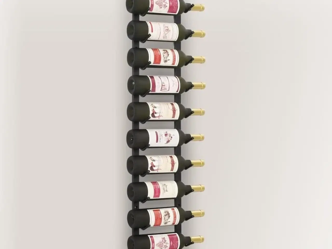 Billede 4 - Vægmonteret vinreol til 12 vinflasker sort jern