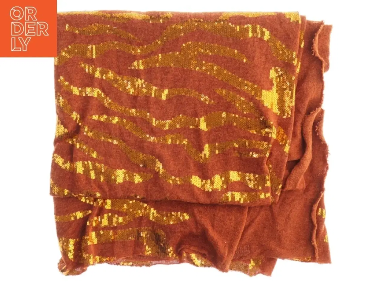 Billede 1 - Rødt og guldfarvet stof (str. 126 x, 148 cm)