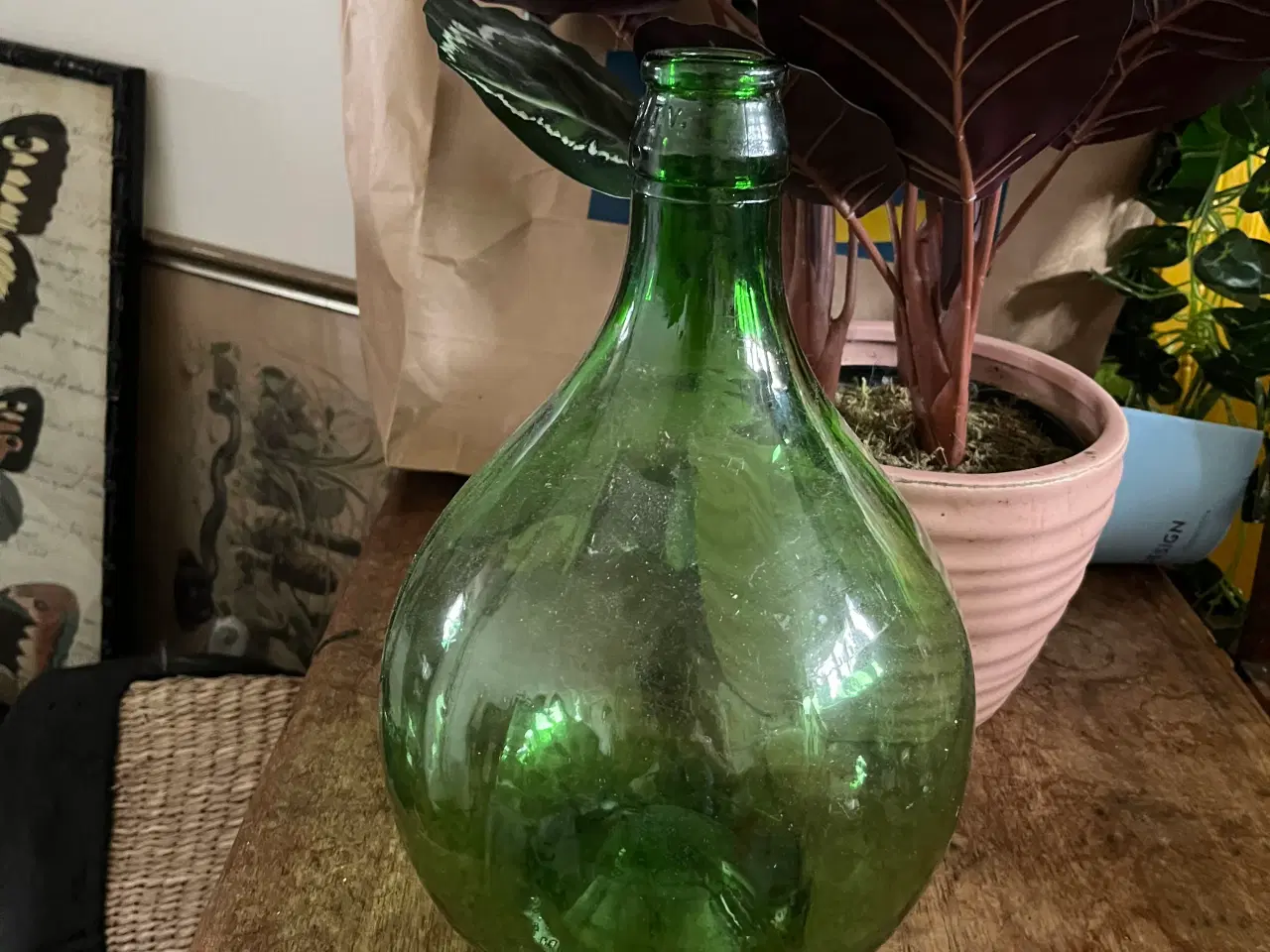 Billede 1 - Retro glasvase i smukkeste grønne farve 