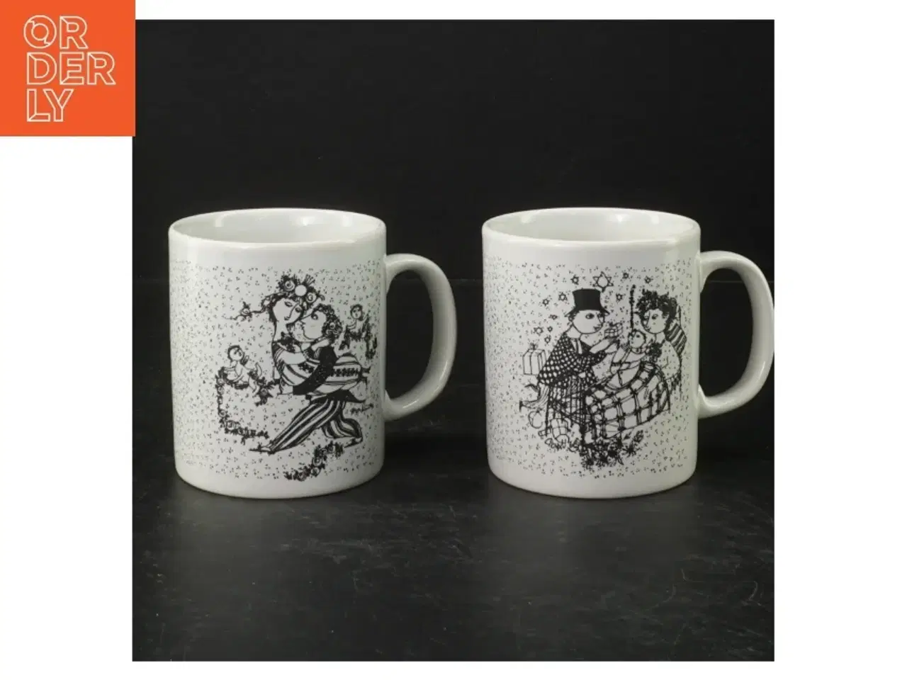 Billede 1 - Porcelænskopper med illustrationer fra Nymolle (str. Ø 9 cm. længde, 10 cm)