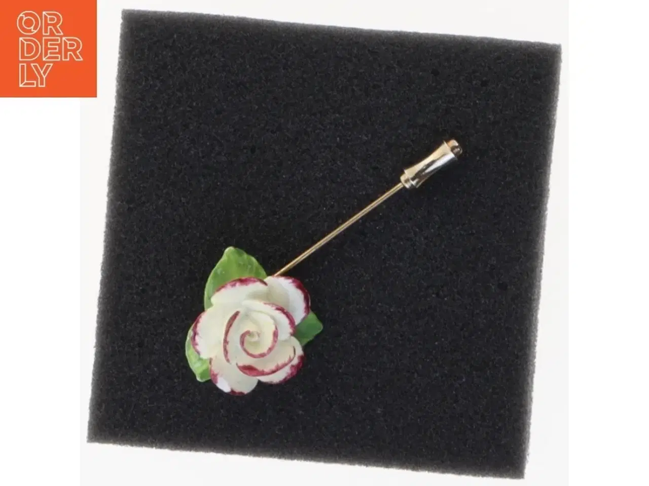 Billede 3 - Vintage emalje blomsterbroche (str. Ø 2 cm 5,5 cm)