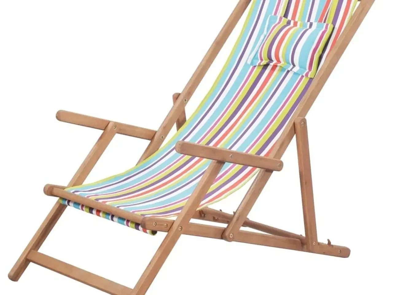 Billede 1 - Foldbar strandstol stof og træstel flerfarvet