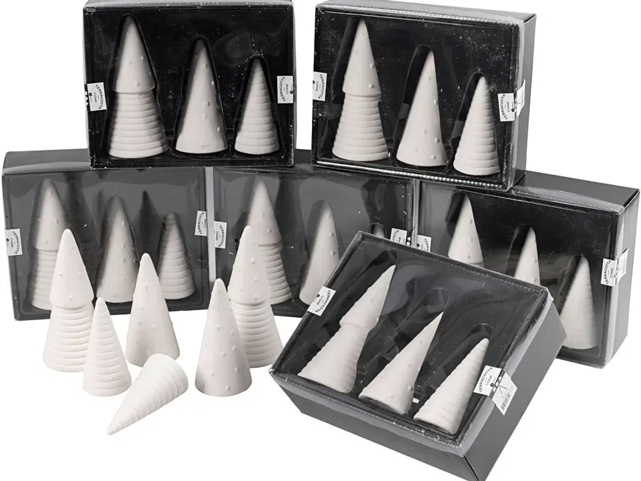 Billede 1 - Sæt med 24 terrakota juletræer i 3 størrelser