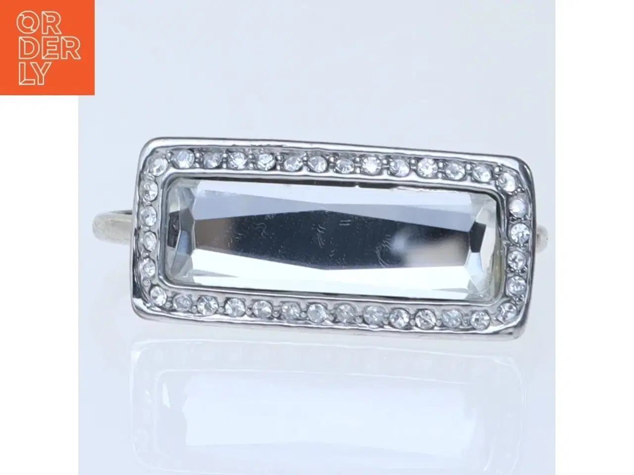 Billede 2 - Dobbeltfinger-ring med krystaller (str. 58 og 59 mm)