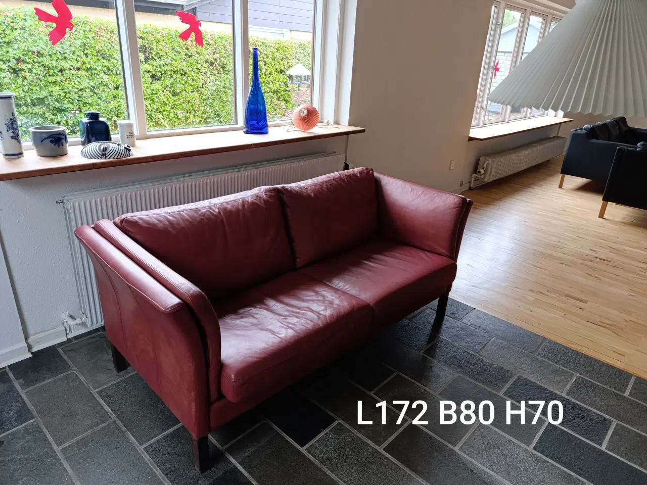 Billede 2 - Sofa mørkerødt læder