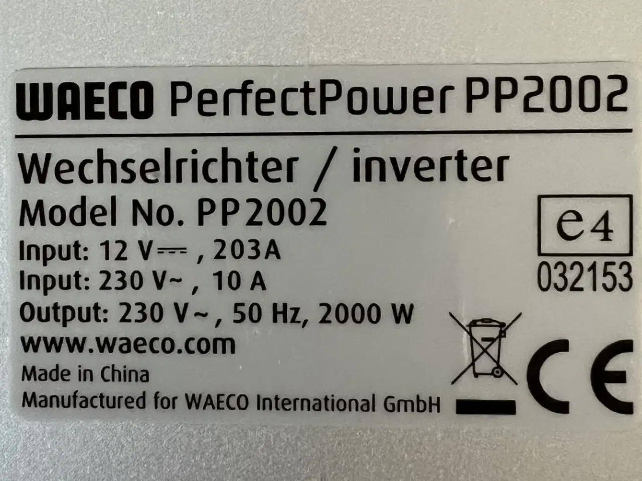 Billede 4 - WAECO PP2002 INVERTER 2000W Ren Sinus 12v-220v