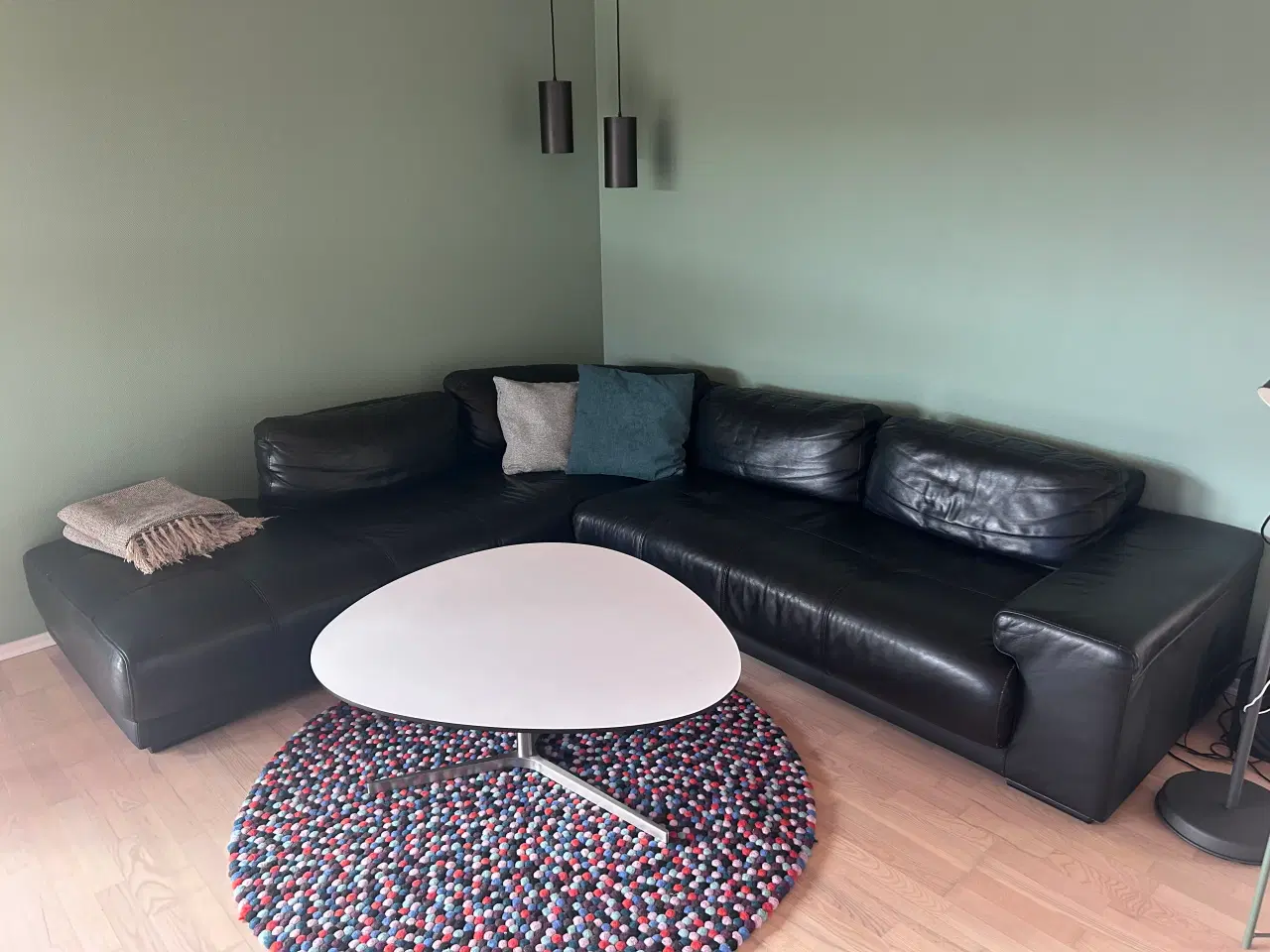 Billede 1 - Læderhjørnesofa