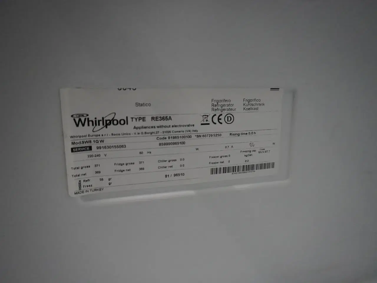 Billede 4 - Køleskab WHIRLPOOL RE365A