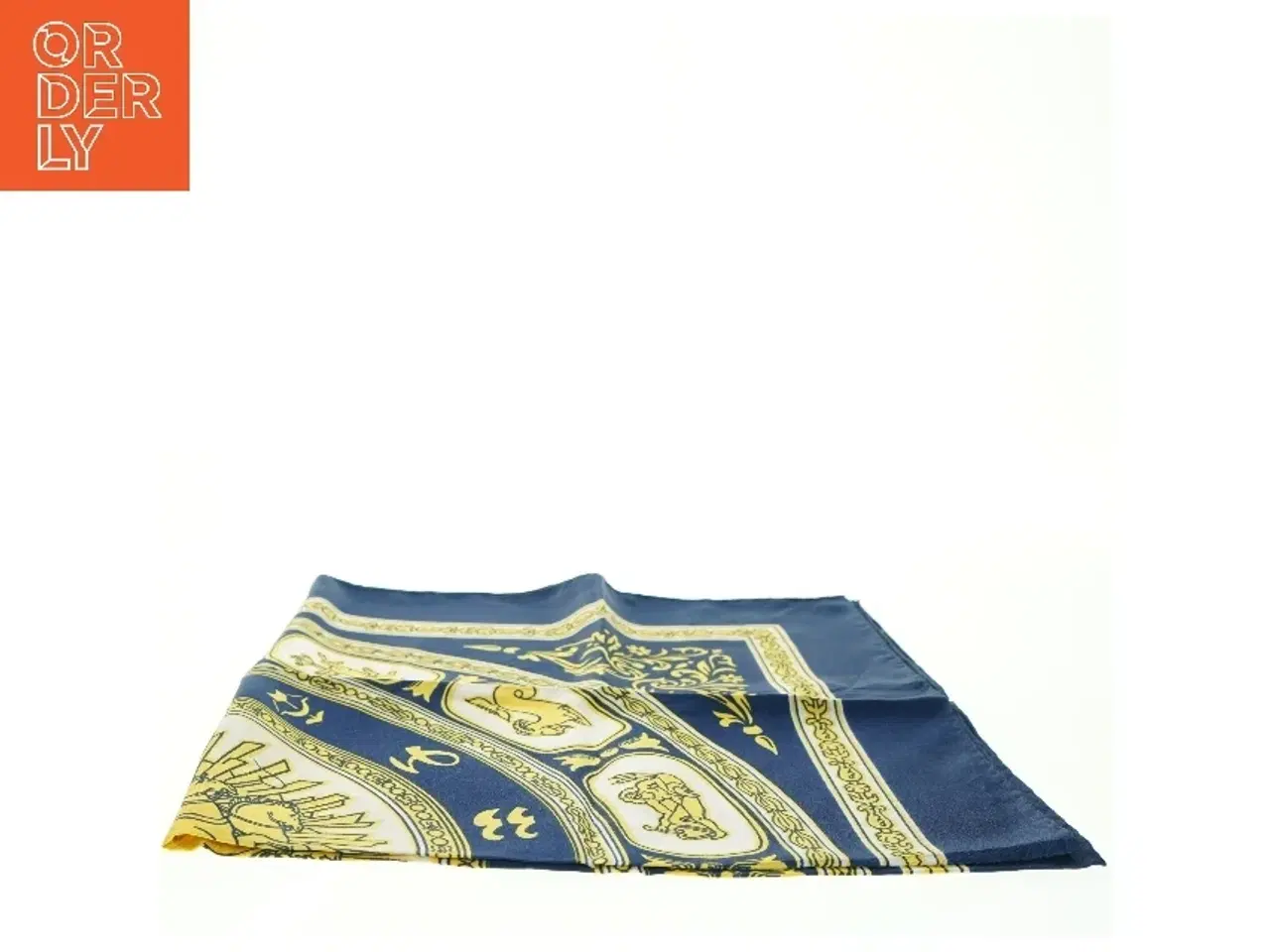 Billede 4 - Blåt og gult tørklæde med zodiaktegn fra Bianchini Férier (str. 75 x. 78 cm)