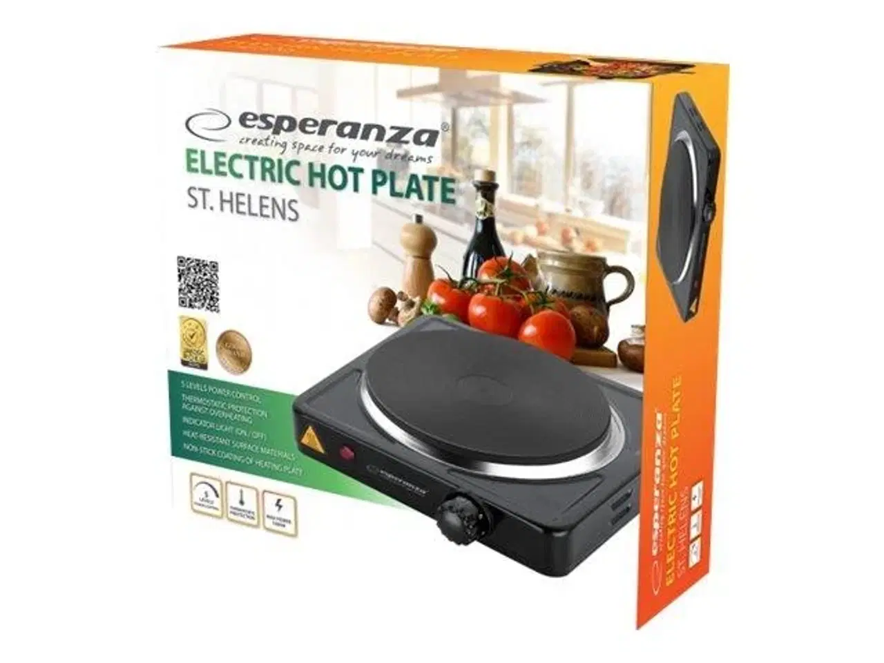 Billede 2 - Kogeplade elektrisk – Esperanza ST. Helens, 1000 W, sort