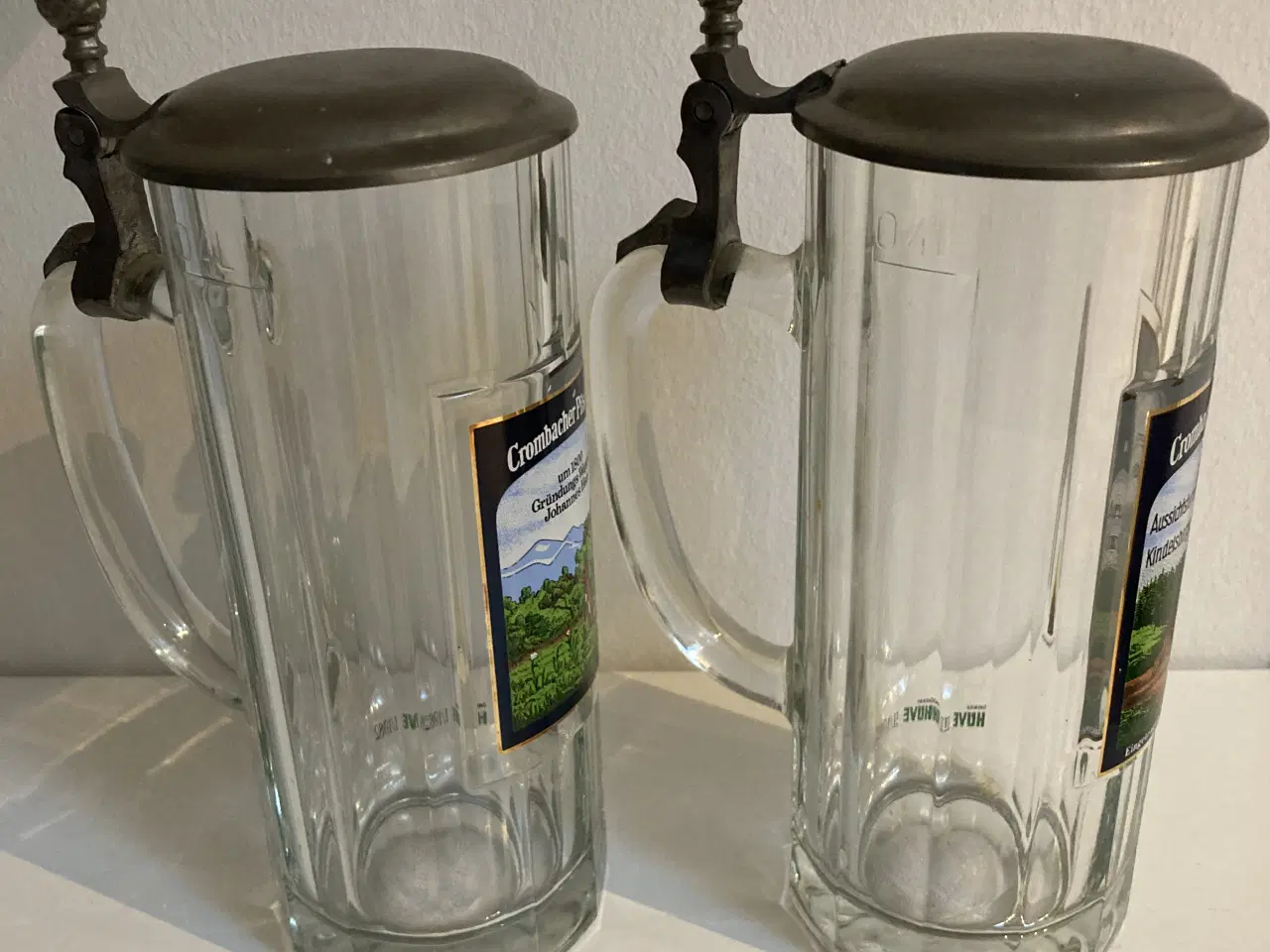 Billede 2 - 2 ølkrus med tinlåg