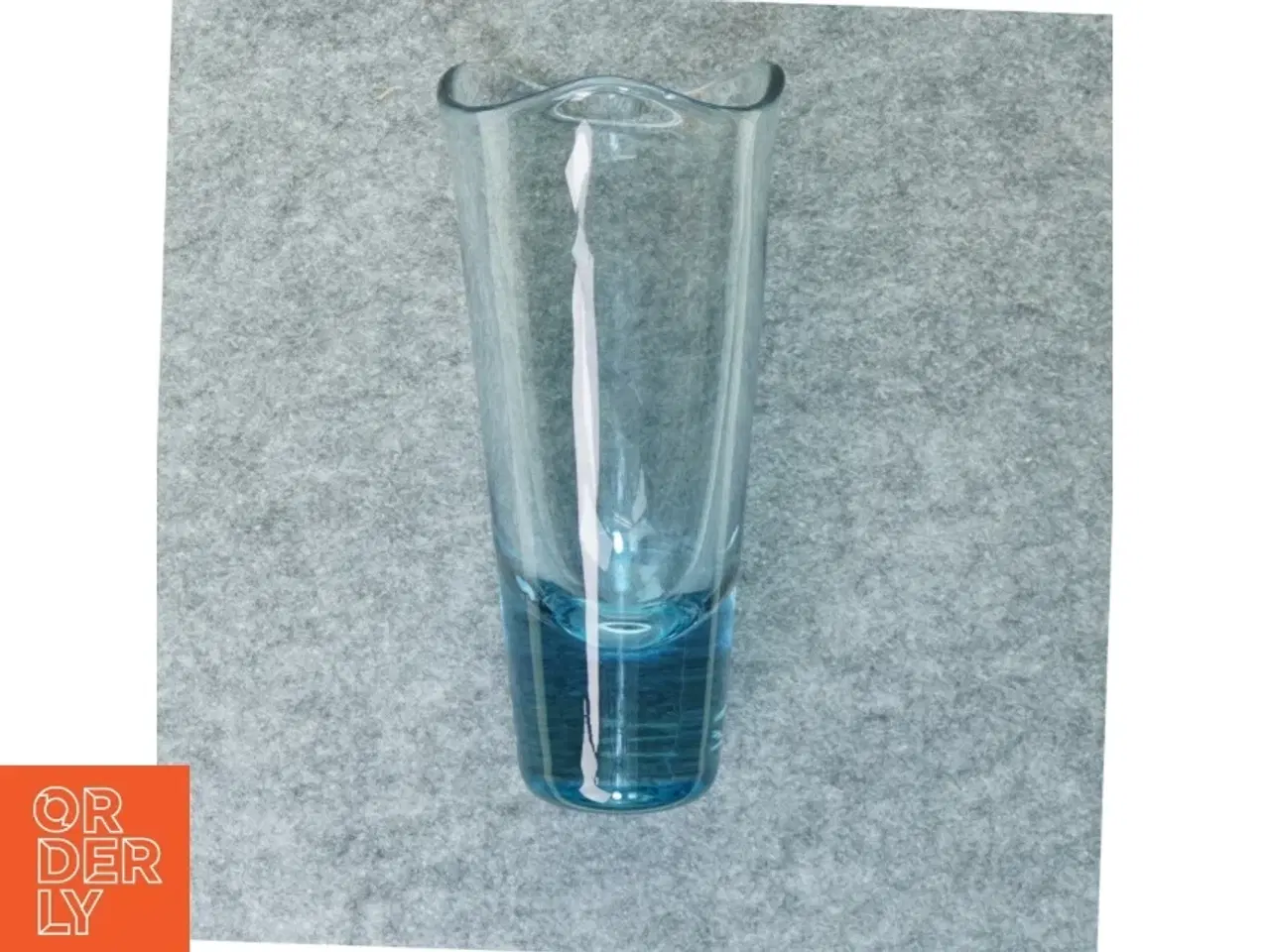 Billede 1 - Akva blå Glas Vase fra Holmegaard (str. 25 x 13 cm)