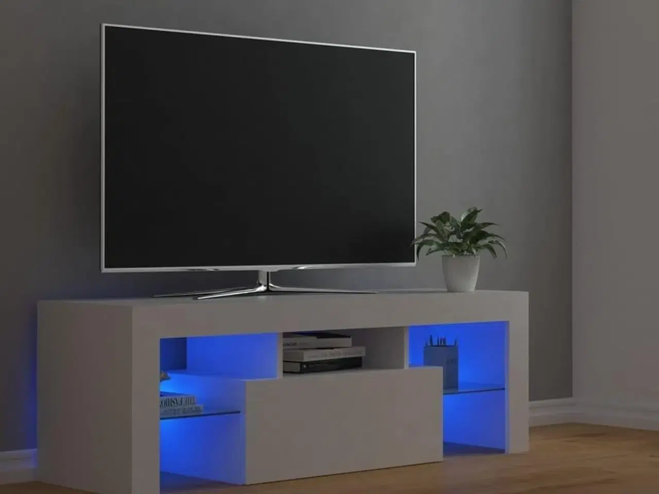 Billede 1 - Tv-skab med LED-lys 120x35x40 cm hvid