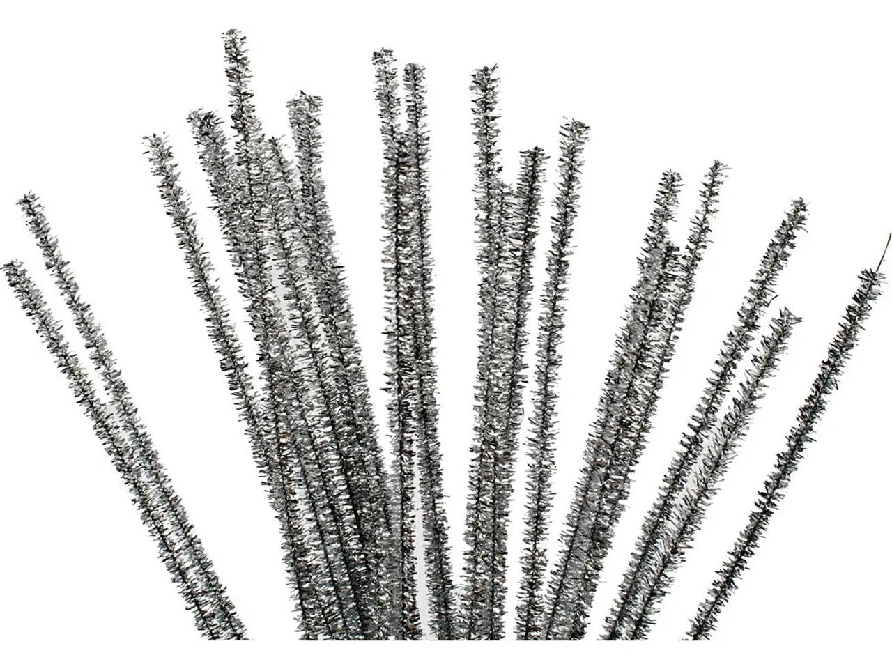 Billede 1 - Chenille, L: 30 cm, tykkelse 6 mm, glitter, sølv, 24stk./ 1 pk.
