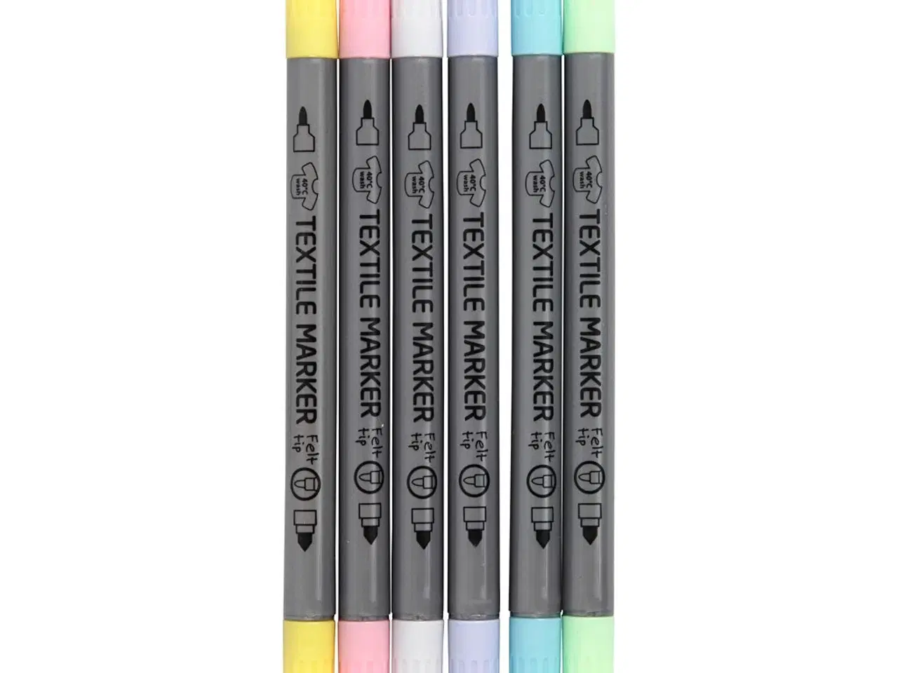 Billede 1 - Pastelfarvede tekstiltuscher 6 stk. med dobbeltsnit