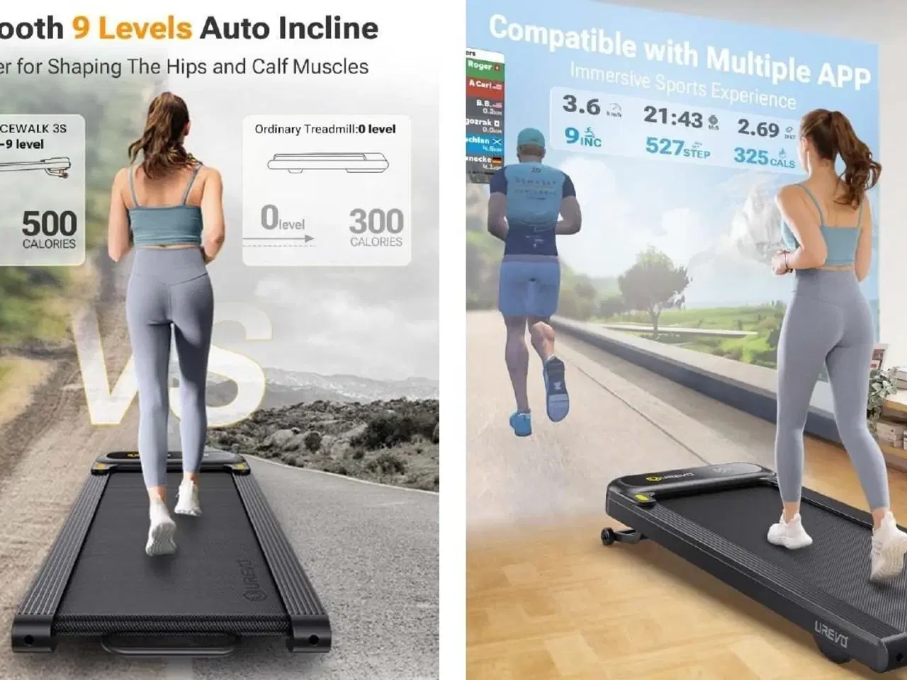 Billede 16 - Løbebånd UREVO Spacewalk 3S – kompakt gåbånd med Bluetooth