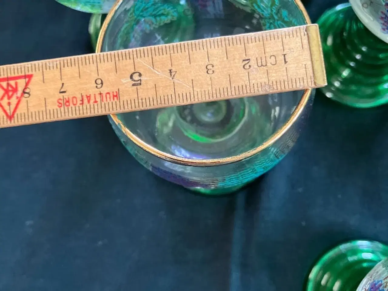 Billede 3 - Antikke Rømer vinglas med drueranke og guldkant