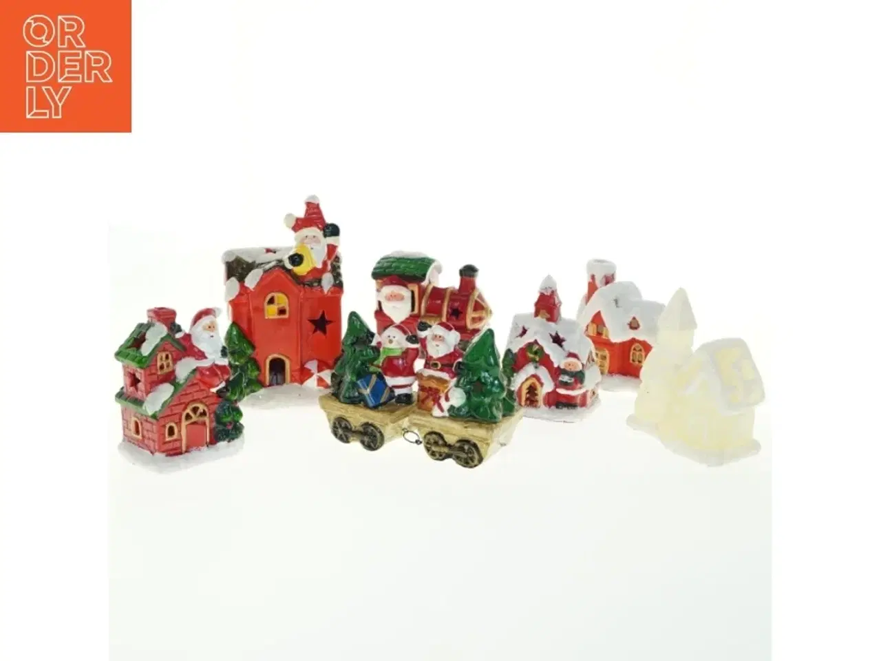 Billede 2 - Julelandsby og tog med led lys (str. 11x15x9 cm)