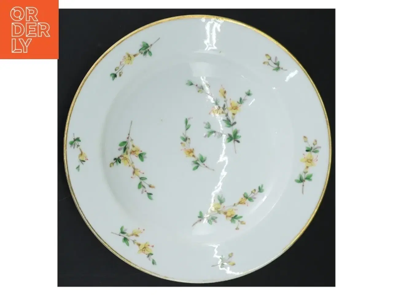 Billede 4 - Porcelænsdybe tallerkener med blomsterdekoration og guldkant (str. 20,5 cm)